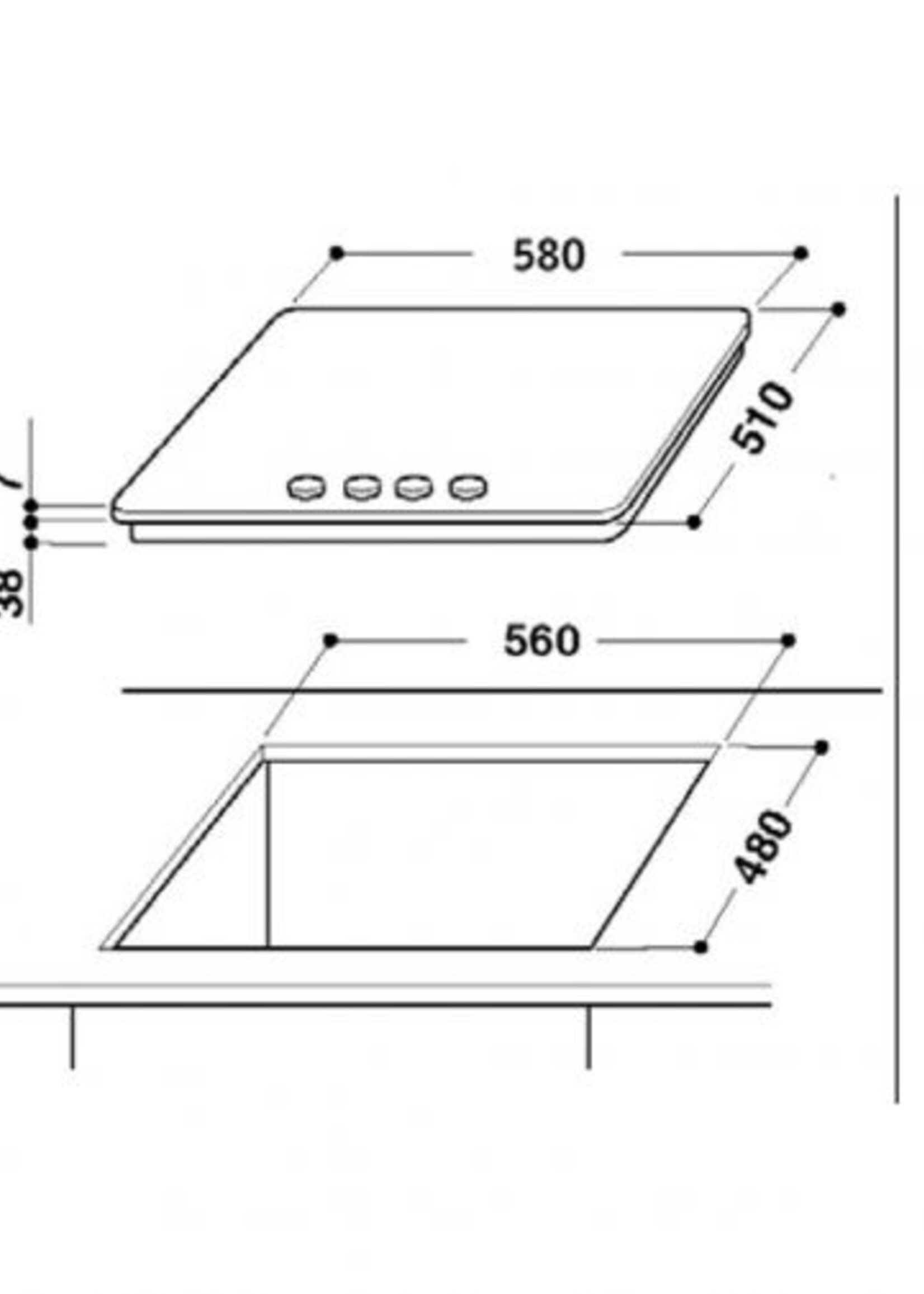 Whirlpool GMA 6422/IX NL Gaskookplaat - 60 cm