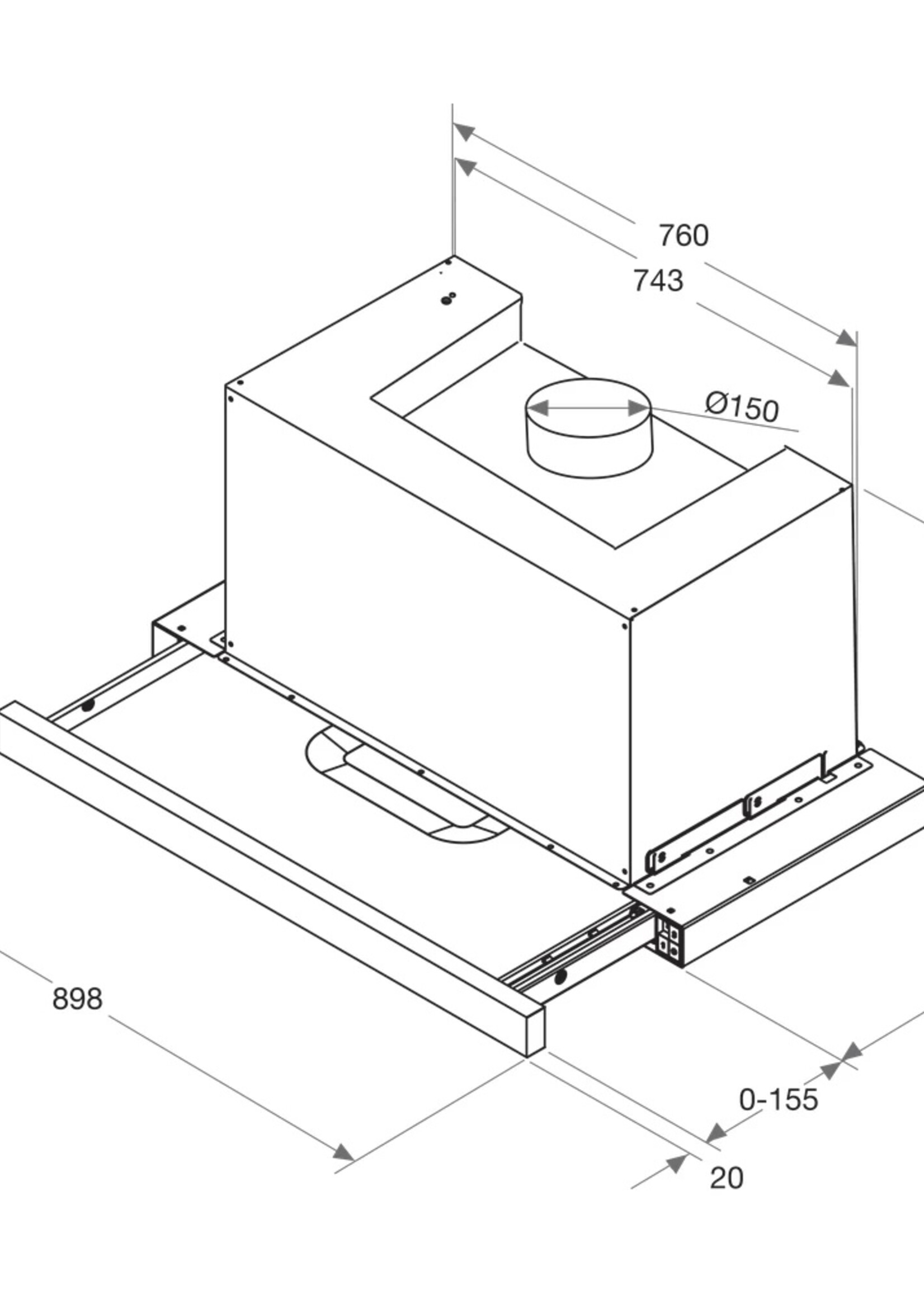 Bauknecht DNV 5390 IN/1 Inbouw afzuigkap - 90 cm