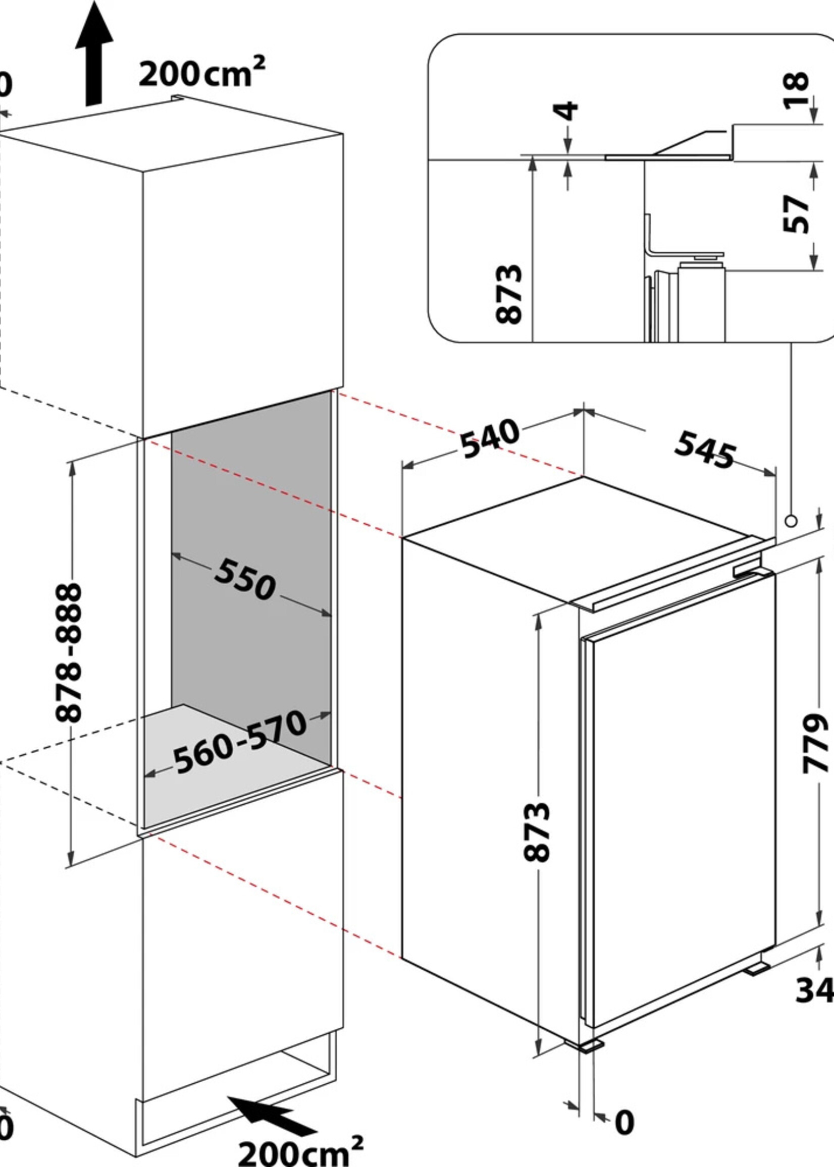 Whirlpool AFB 9720 A+ Inbouw Vriezer - 88 cm