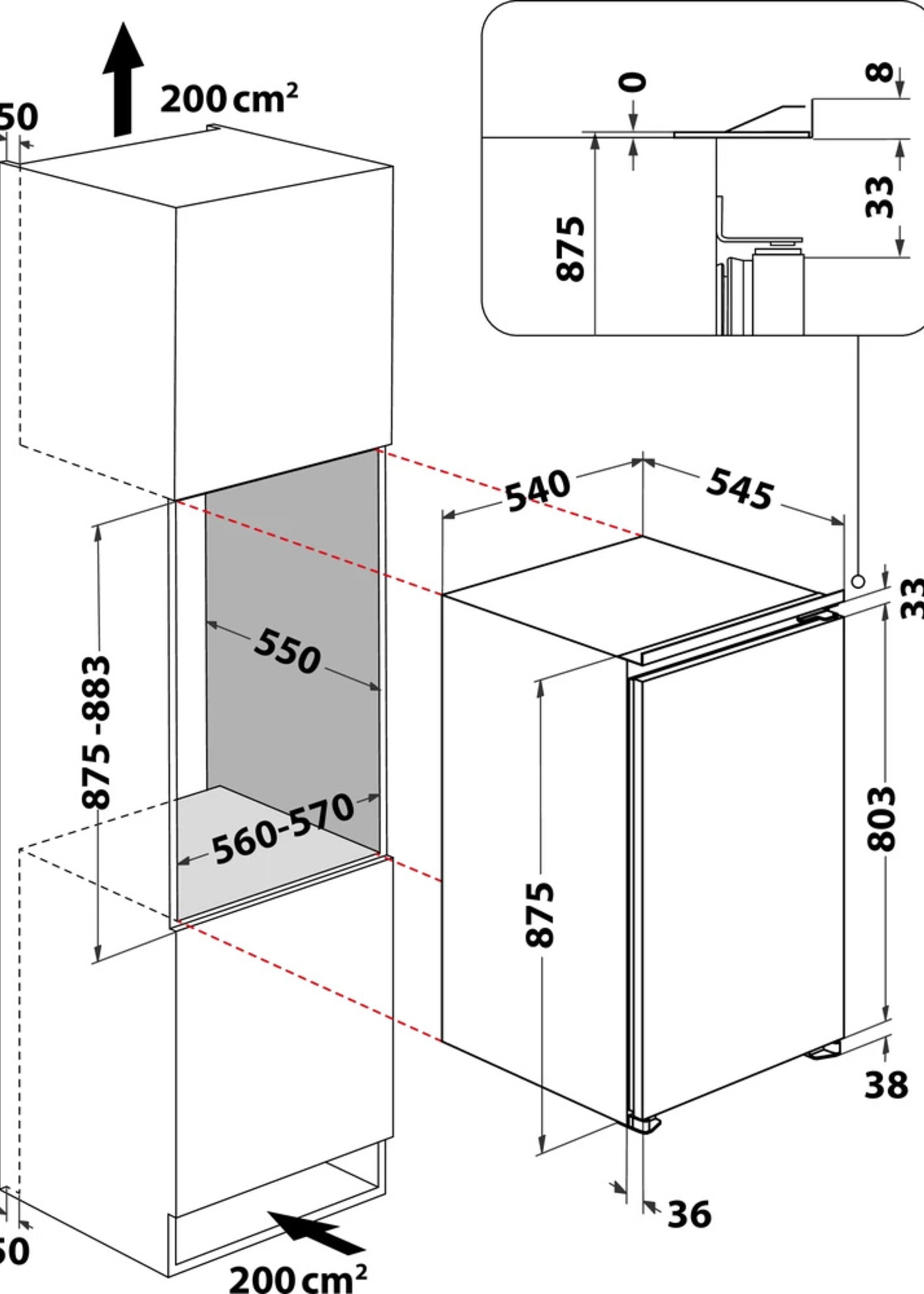 Whirlpool ARG 9021 1N Koelkast - 87 cm