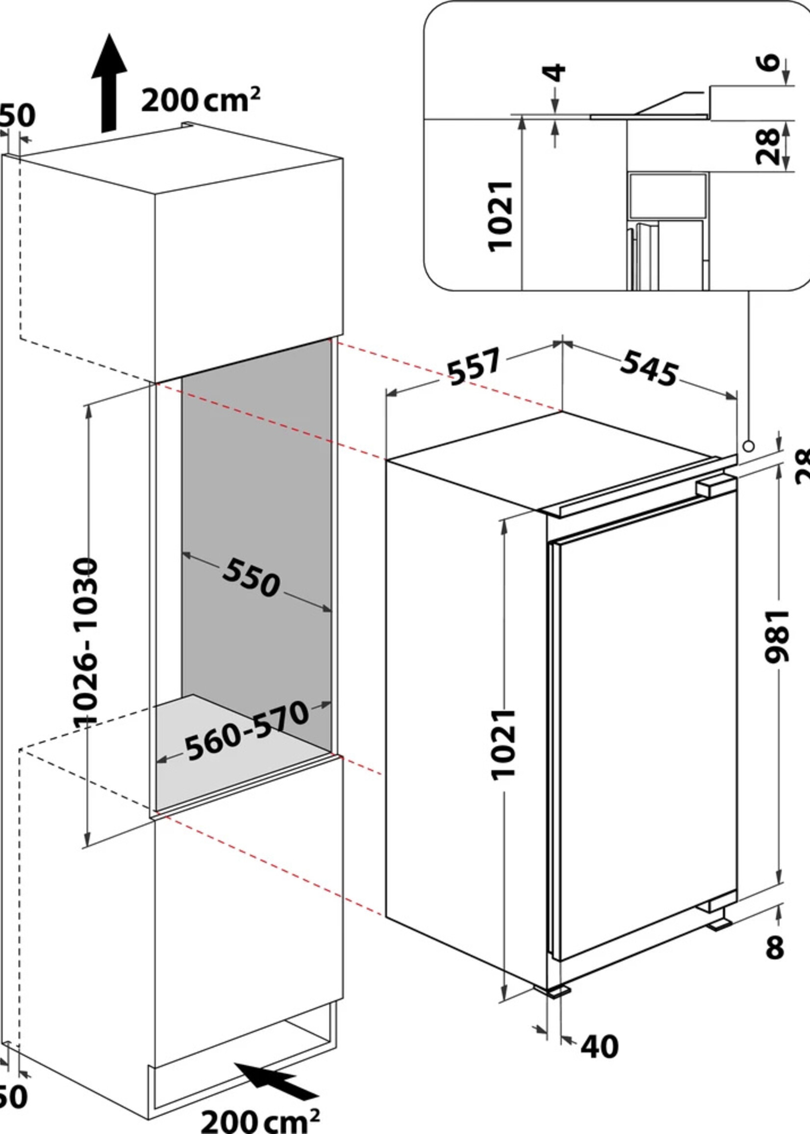 Bauknecht KSI 10GF2 Koel/vries combinatie - 102 cm