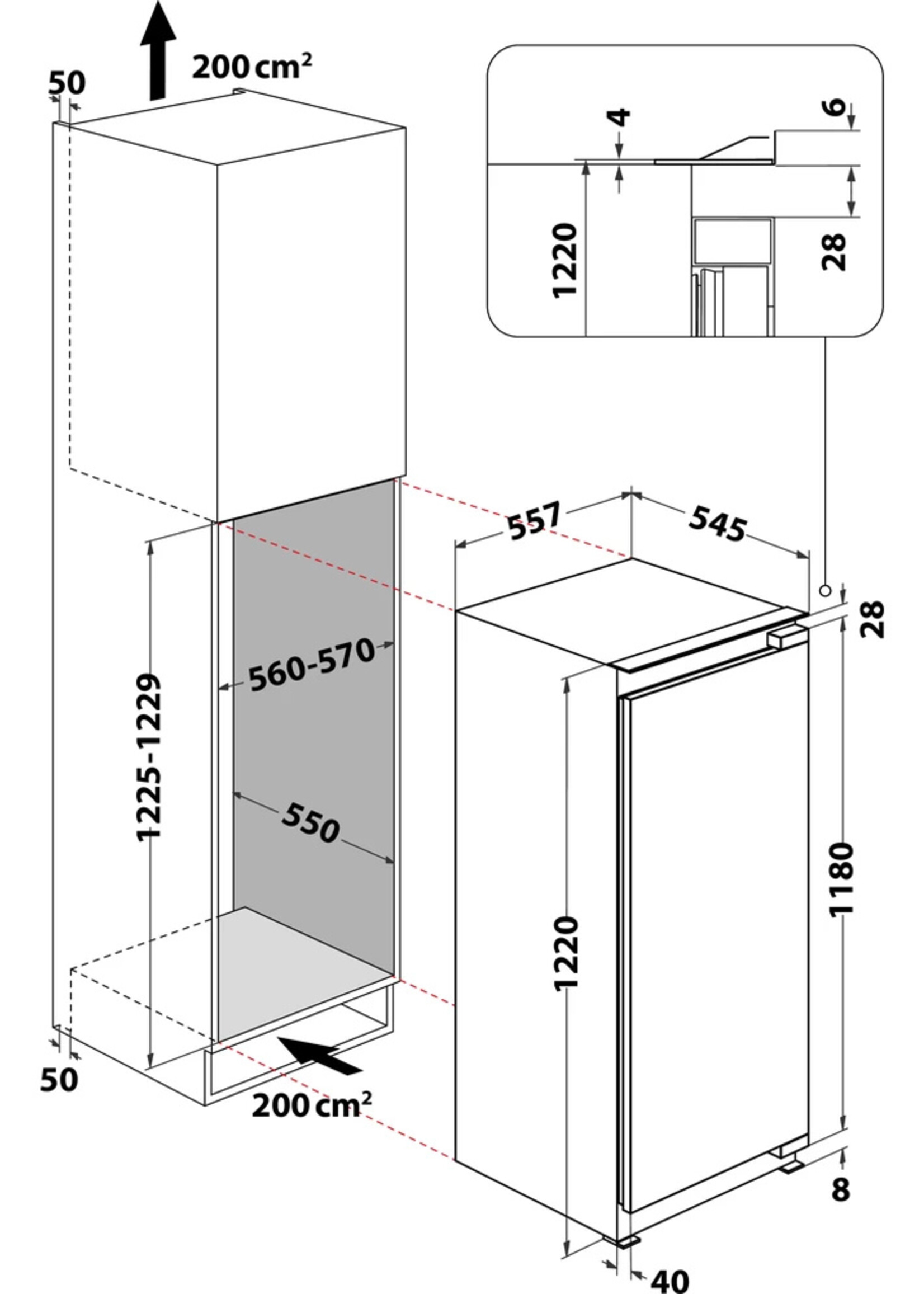 Bauknecht KSI 12GF2 Koelkast met vriesvak - 122 cm