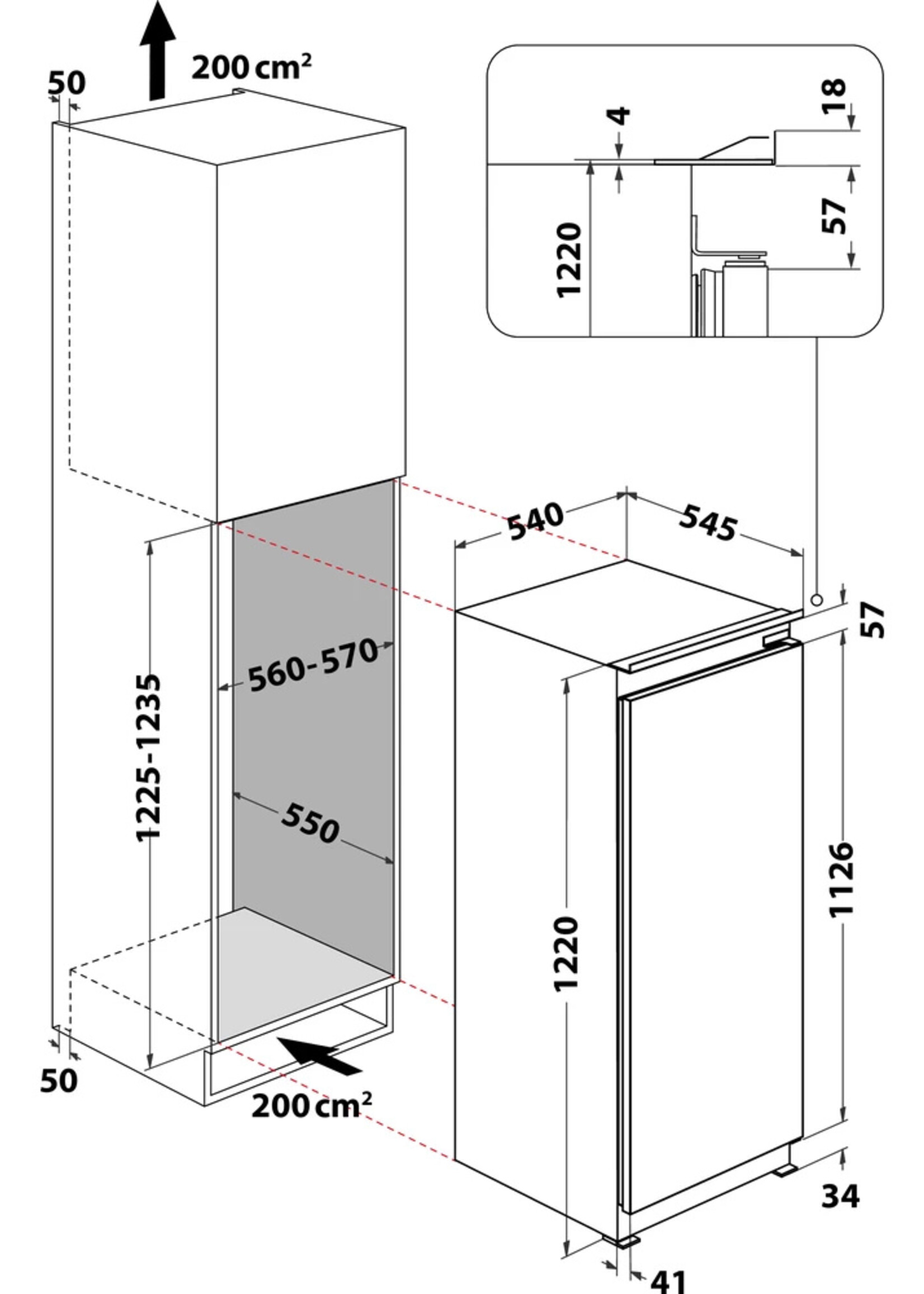 Whirlpool ARG 86121 Koelkast met vriesvak - 122 cm