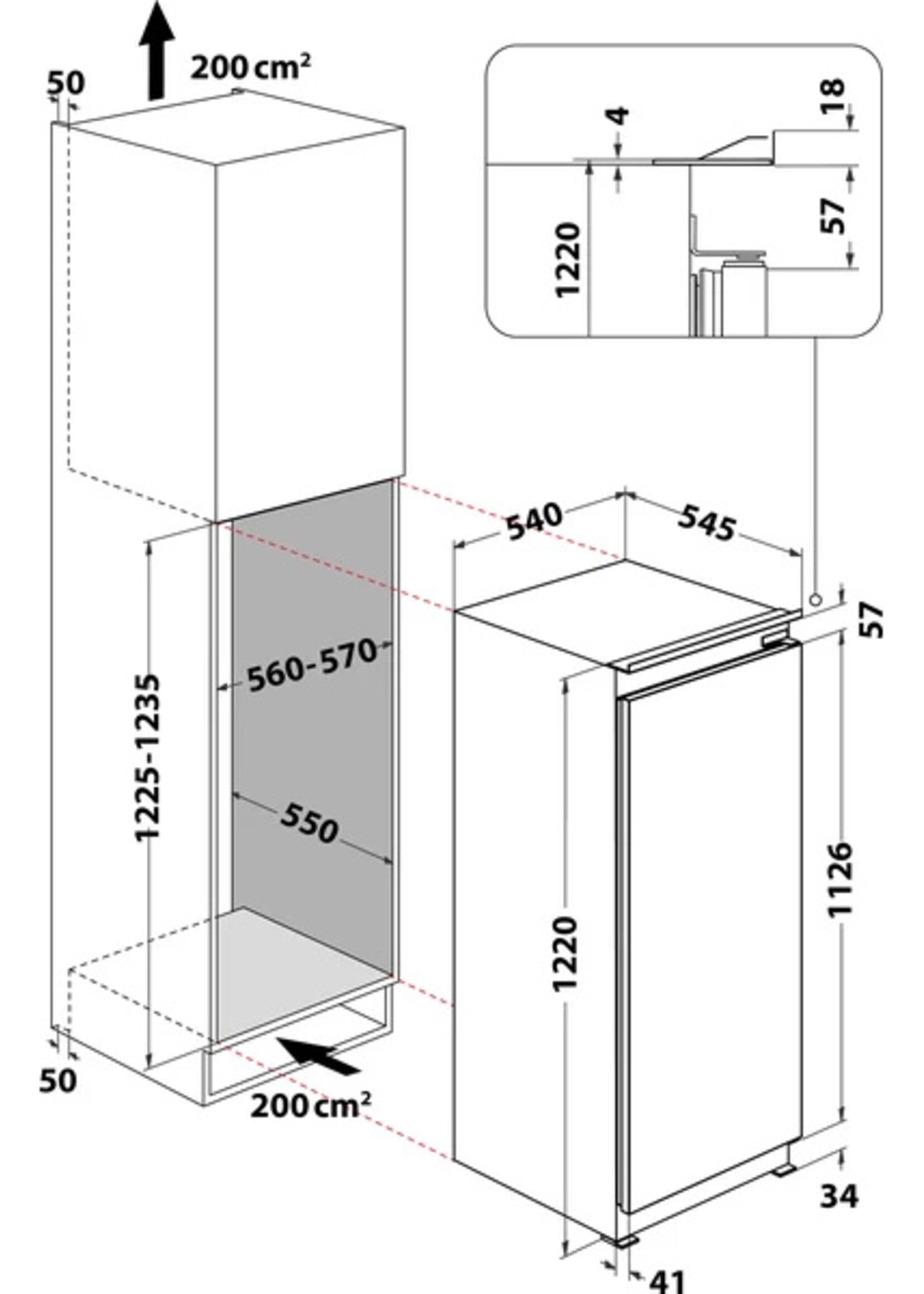 Indesit S 12 A1 D/I 1 Koelkast - 122 cm