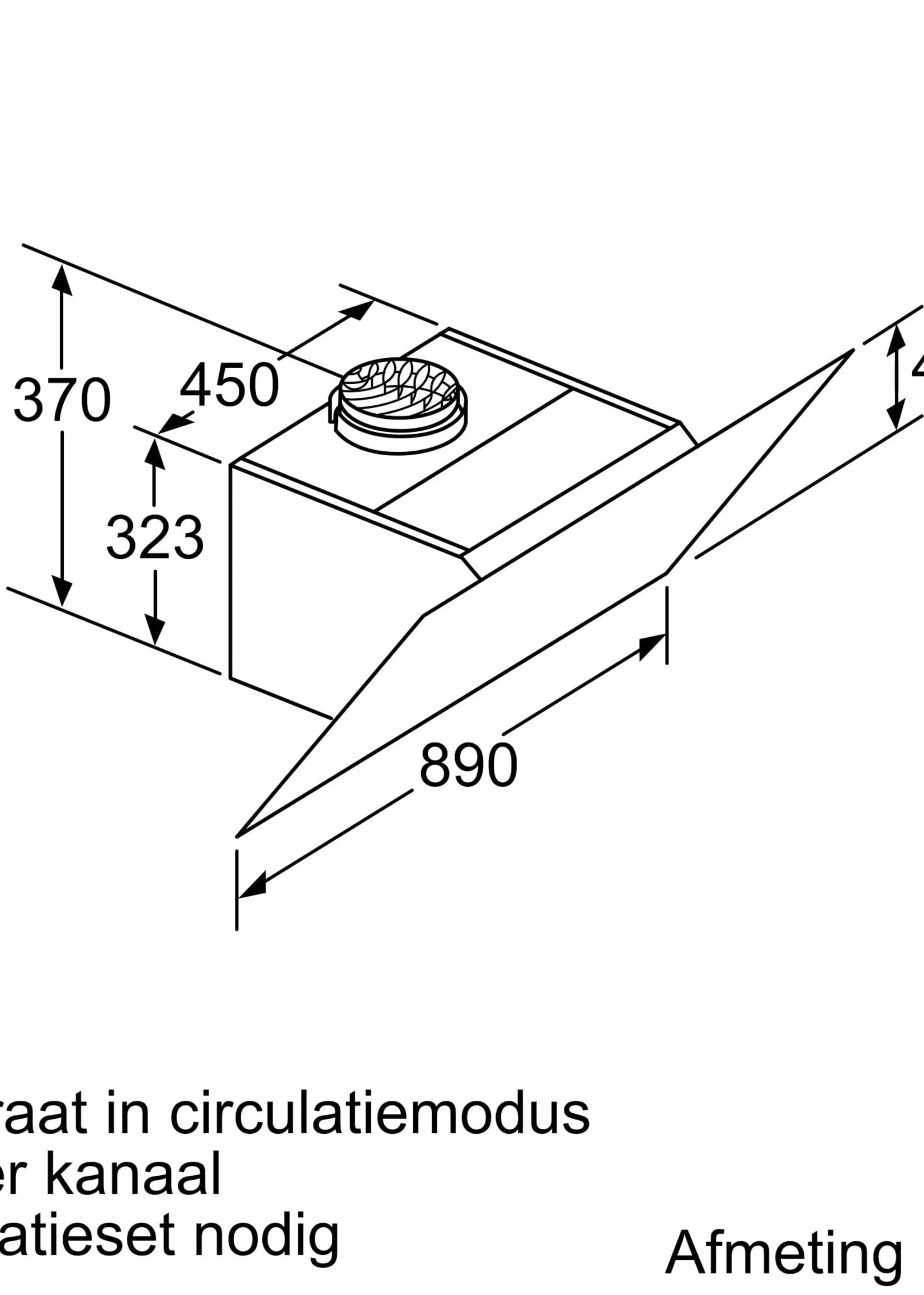 Siemens LC98KLR61S Wandschouw afzuigkap - 90 cm