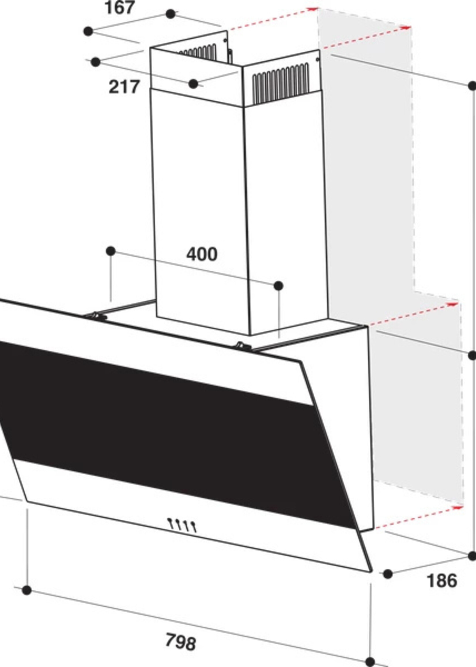 Indesit IHVP 83F LM K Wandschouw afzuigkap - 80 cm