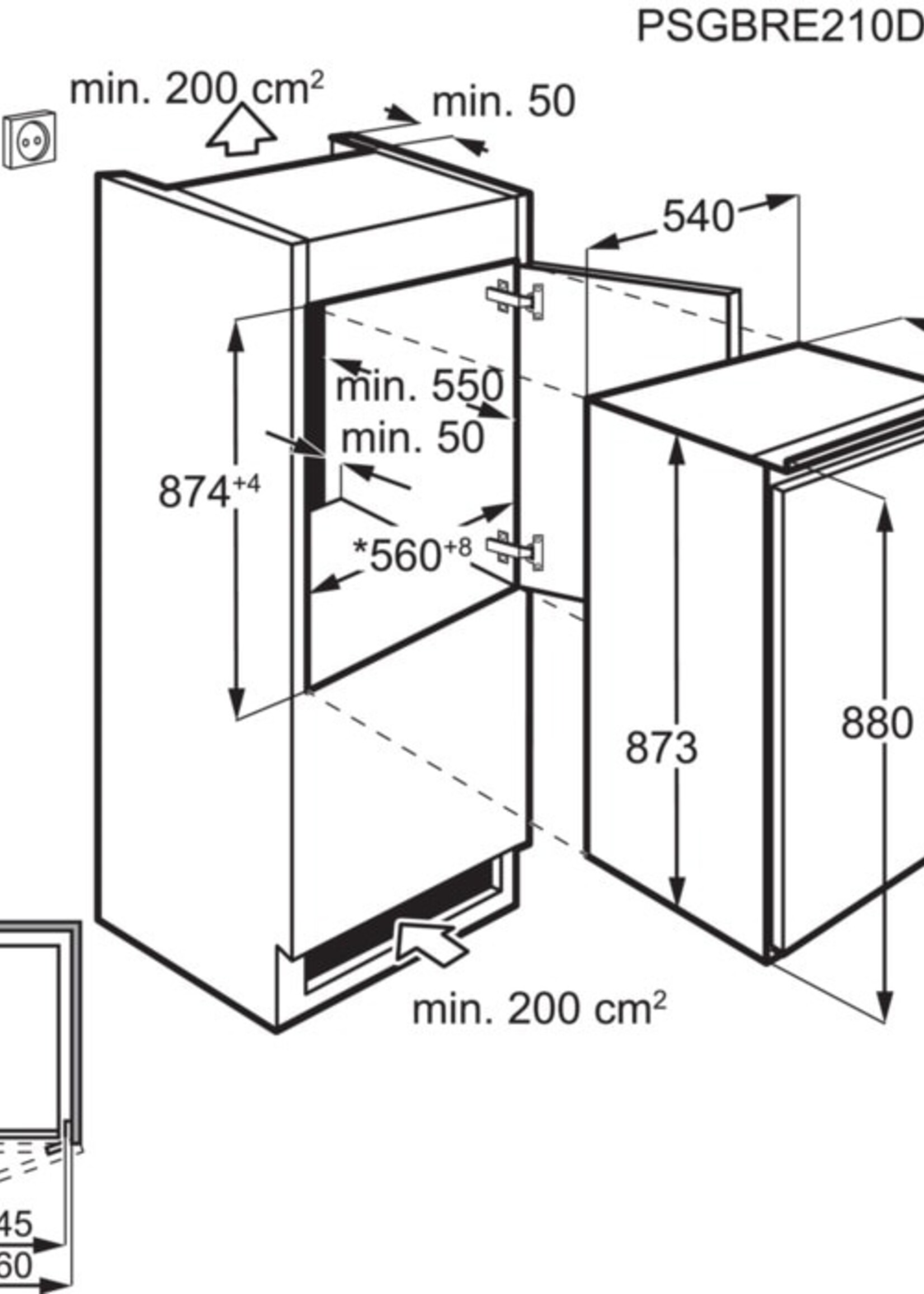 AEG SKB588E1AS Koelkast - 88 cm