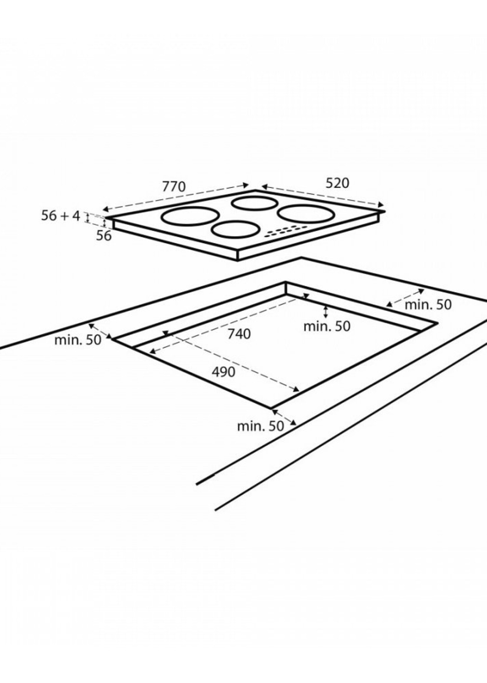 Inventum IKI7735 inductie kookplaat 77cm