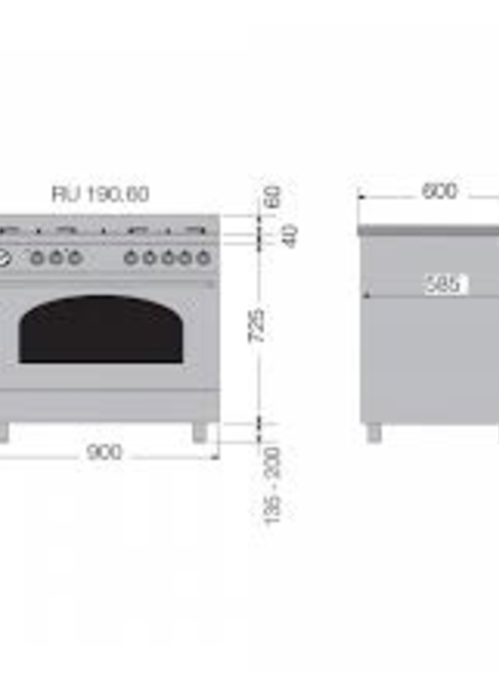 Lofra RU 190.60 Vrijstaand fornuis Gas 90CM