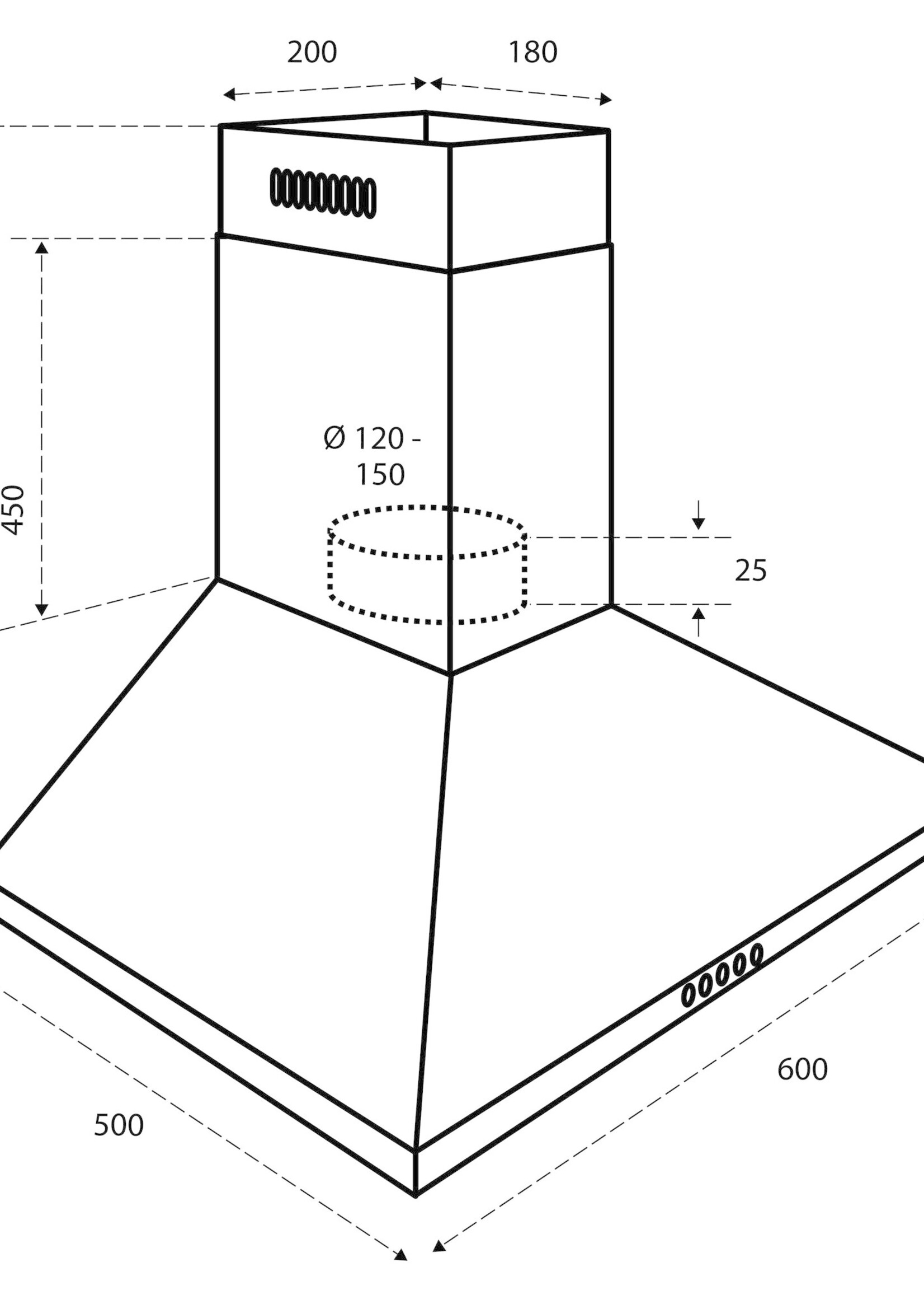 Inventum AKP6000ZWA Wandschouw afzuigkap 60 cm