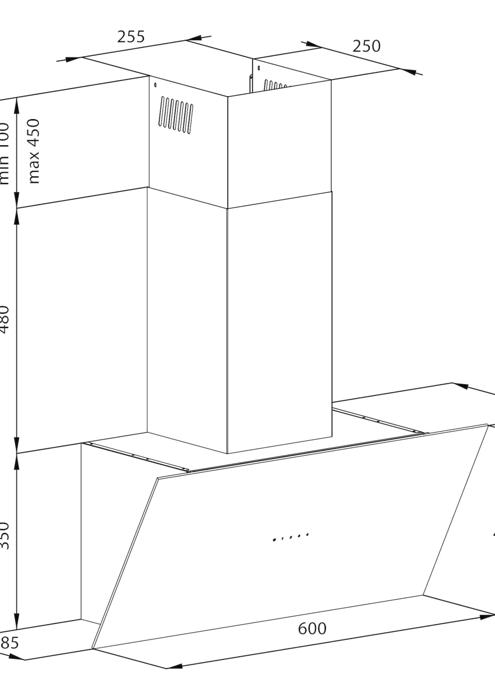 Inventum Inventum AKD6005ZWA  Diagonale afzuigkap - 60 cm