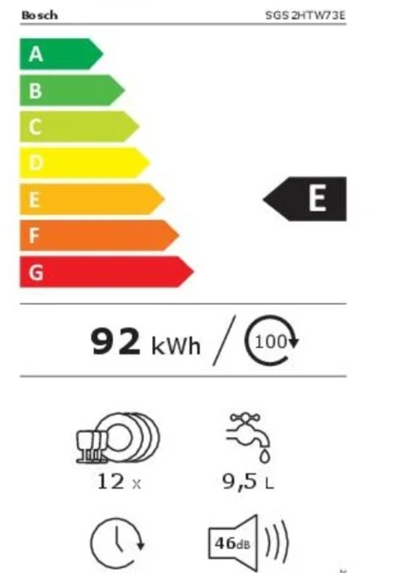 Bosch Bosch SGS2HTW73E  Vrijstaande vaatwasser
