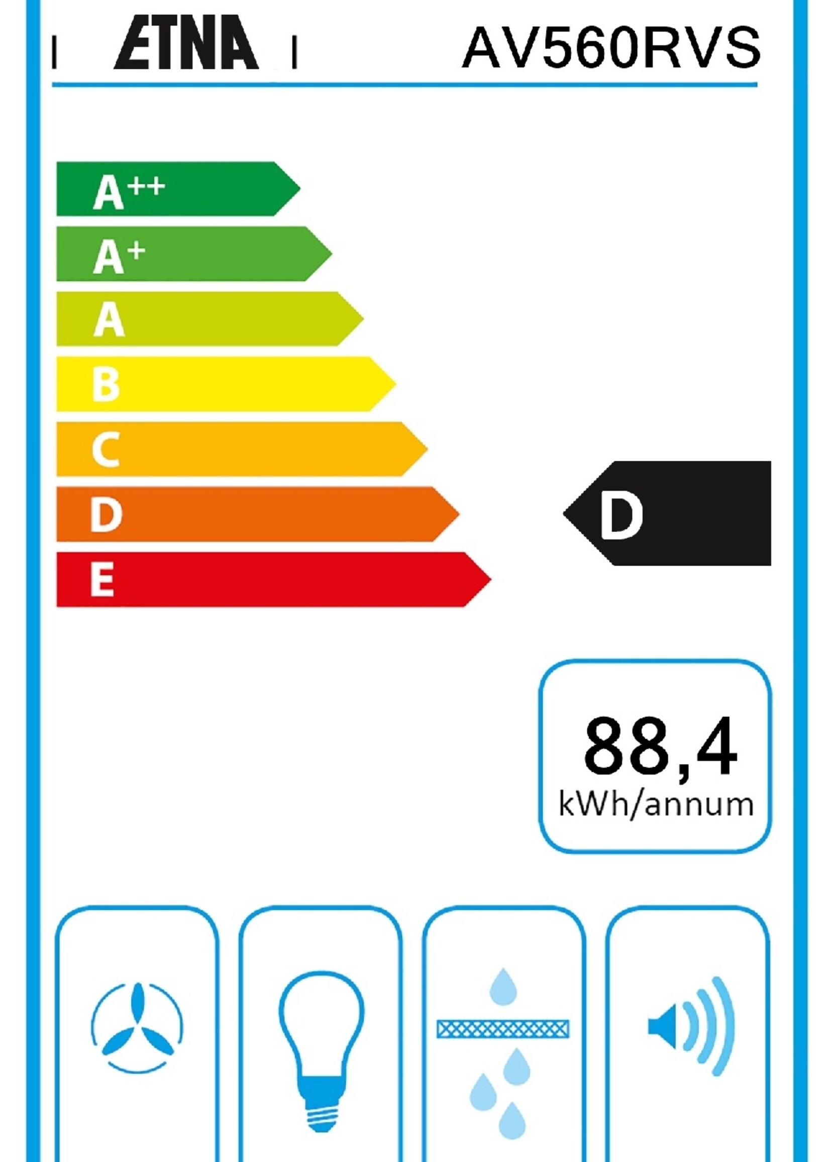 Etna AV560RVS Afzuigkap vlakscherm