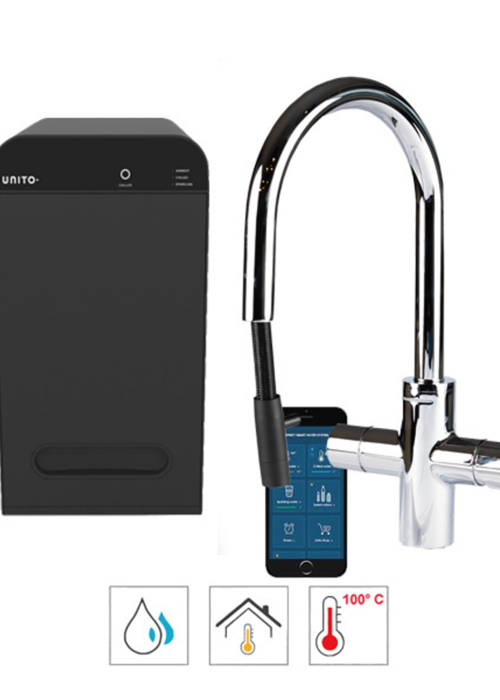 Unito LAVA | 3 in1 Cosmos Rond Chroom | Pullout 8 Liter