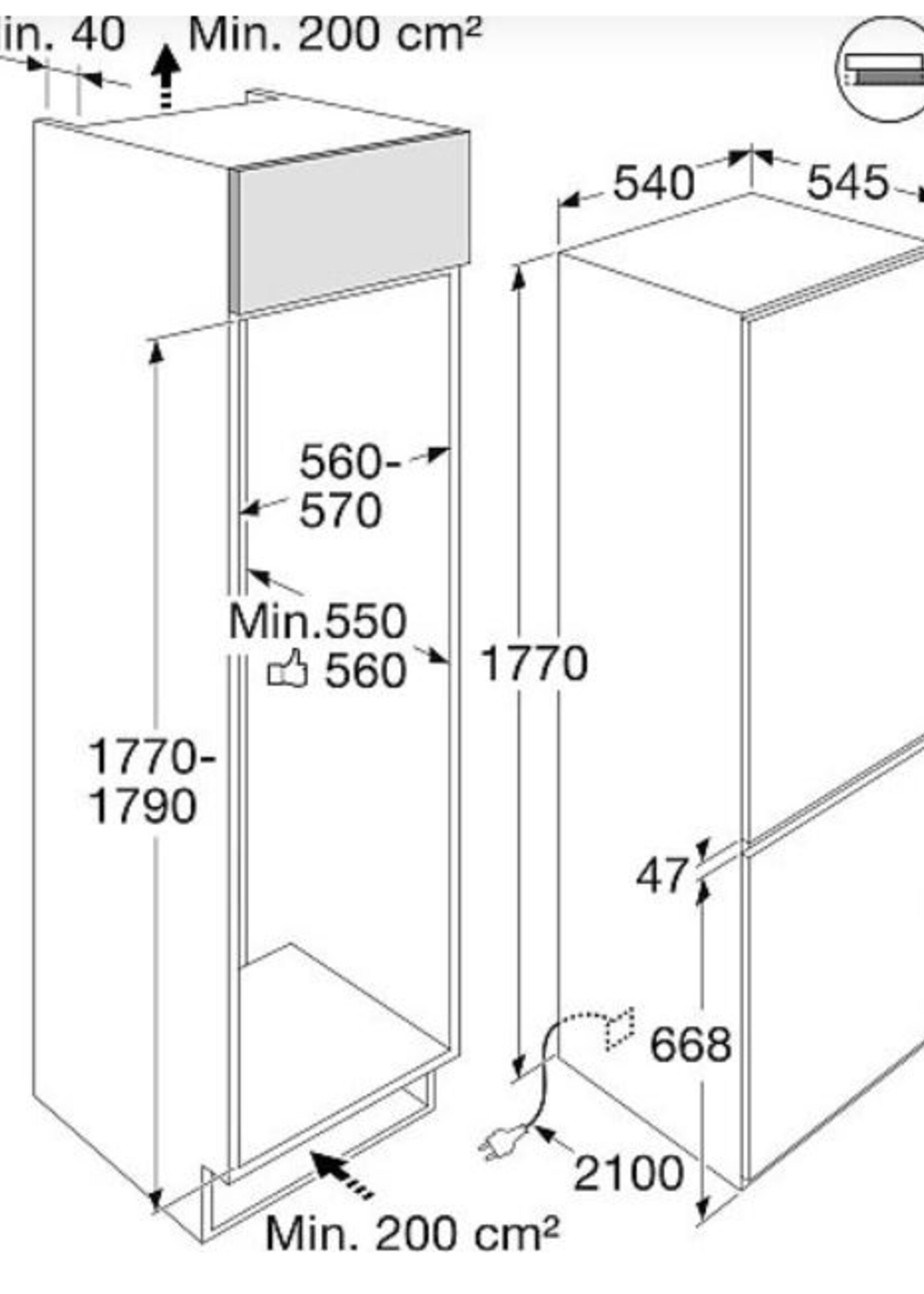 Pelgrim PCS22178L Inbouw koelkast 178 cm