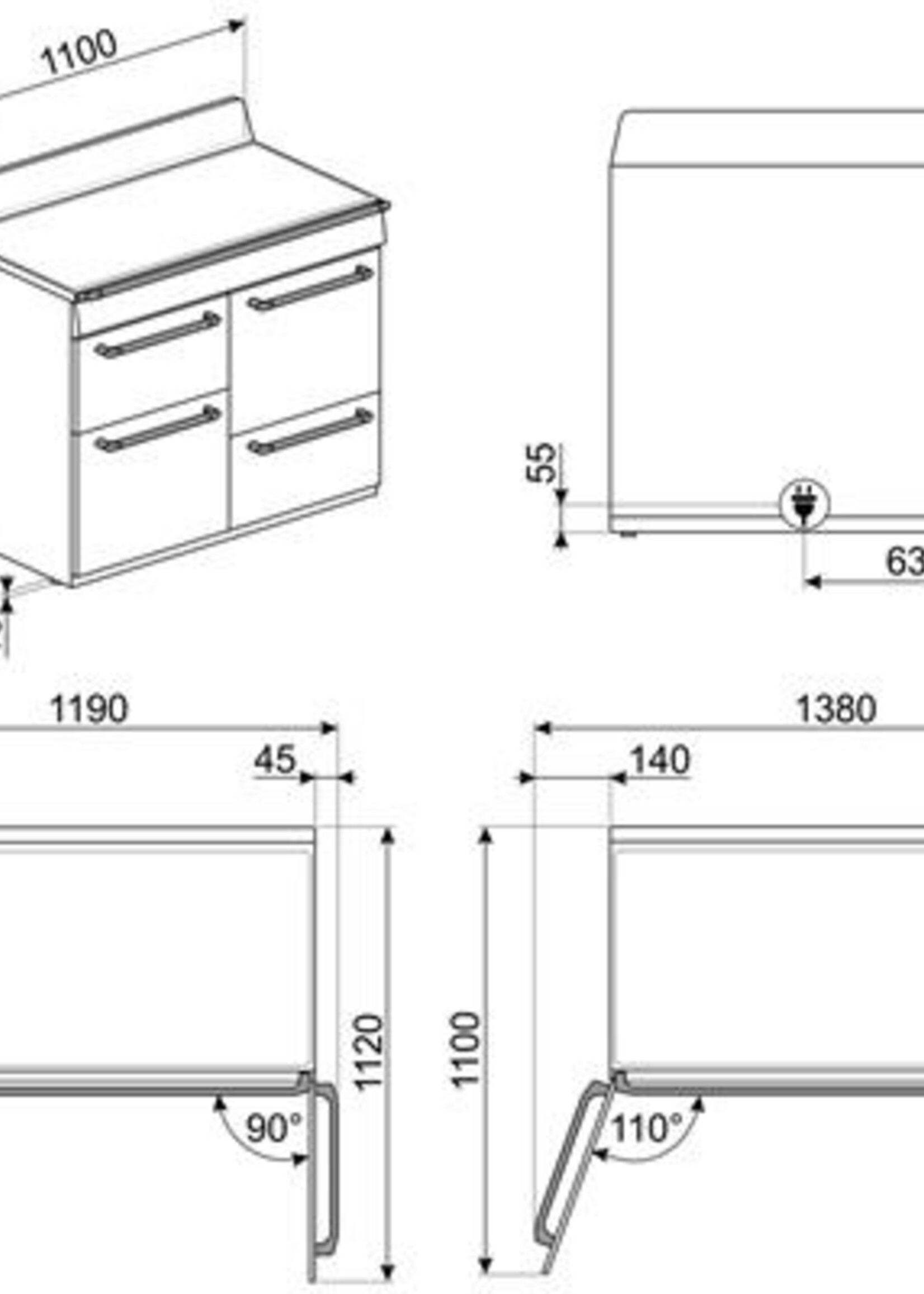 Smeg TR4110IBL Inductie Fornuis 110 cm