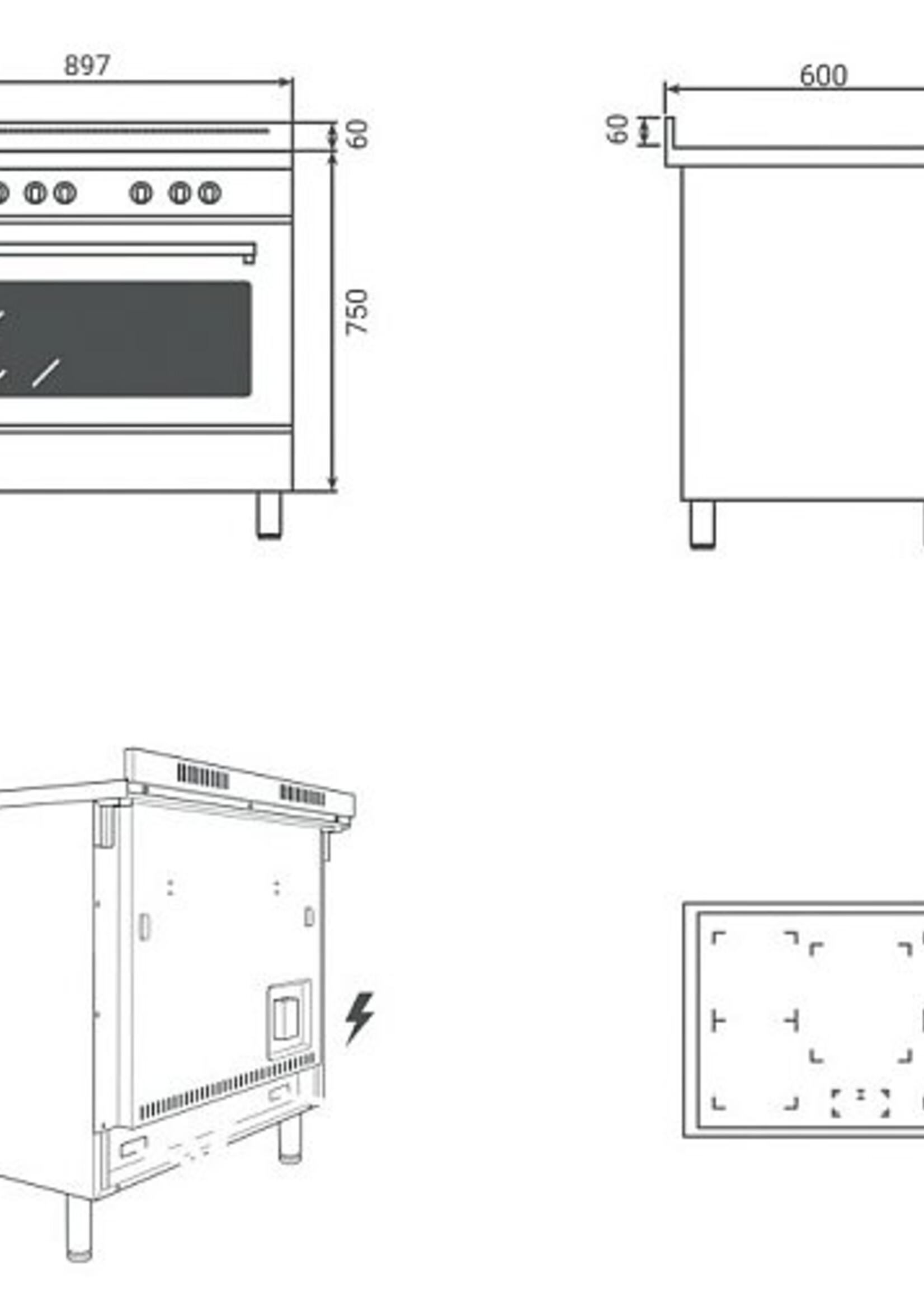 Boretti CFBI9015AN2 inductie fornuis 90 cm met flexzone