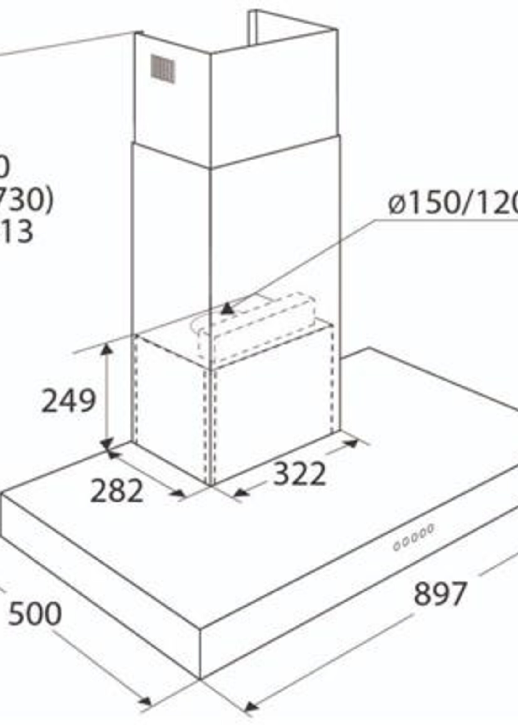 Etna AB691ZT wandschouw 90cm zwart