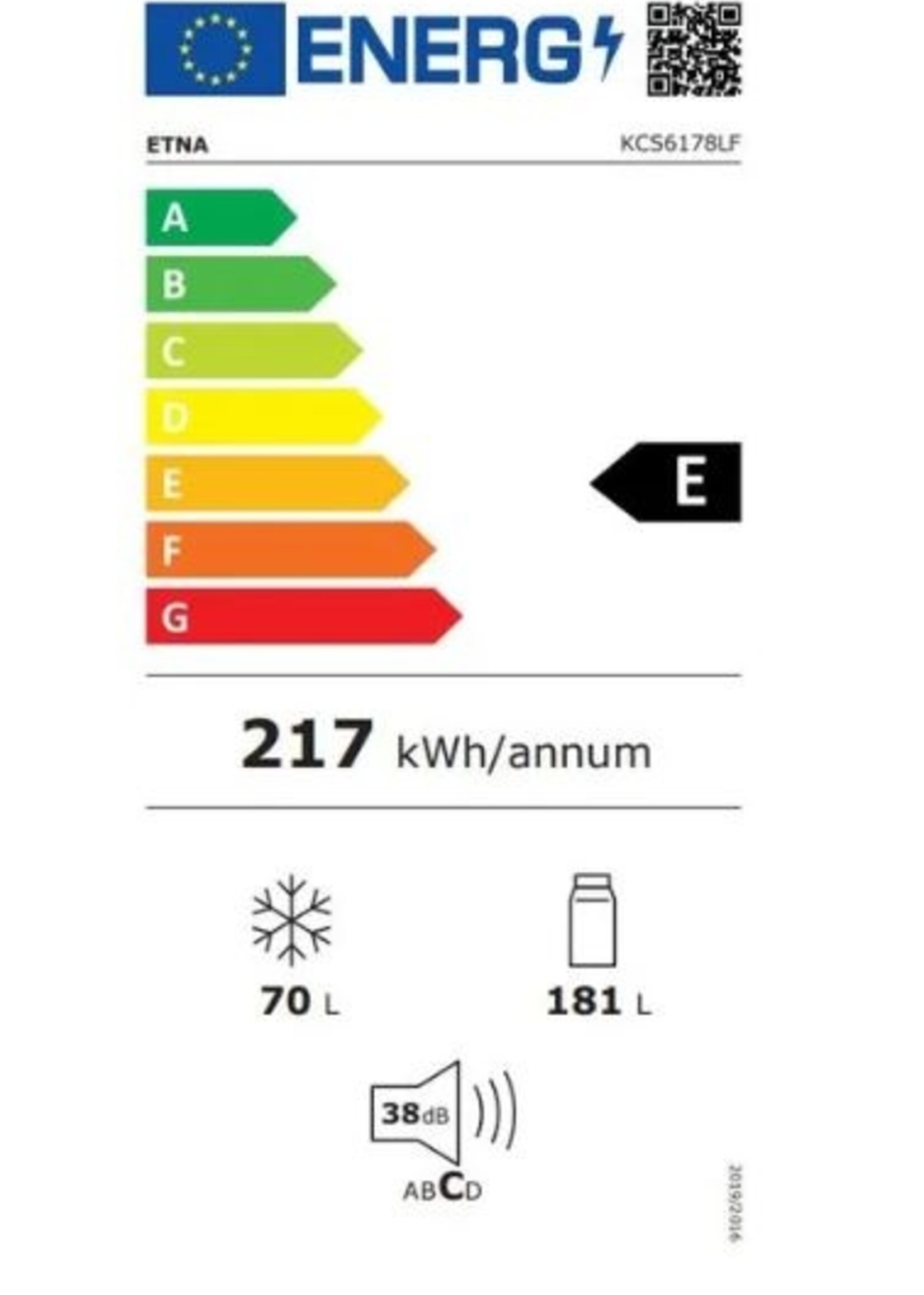 Etna KCS6178LF Inbouw koelkast 178 cm