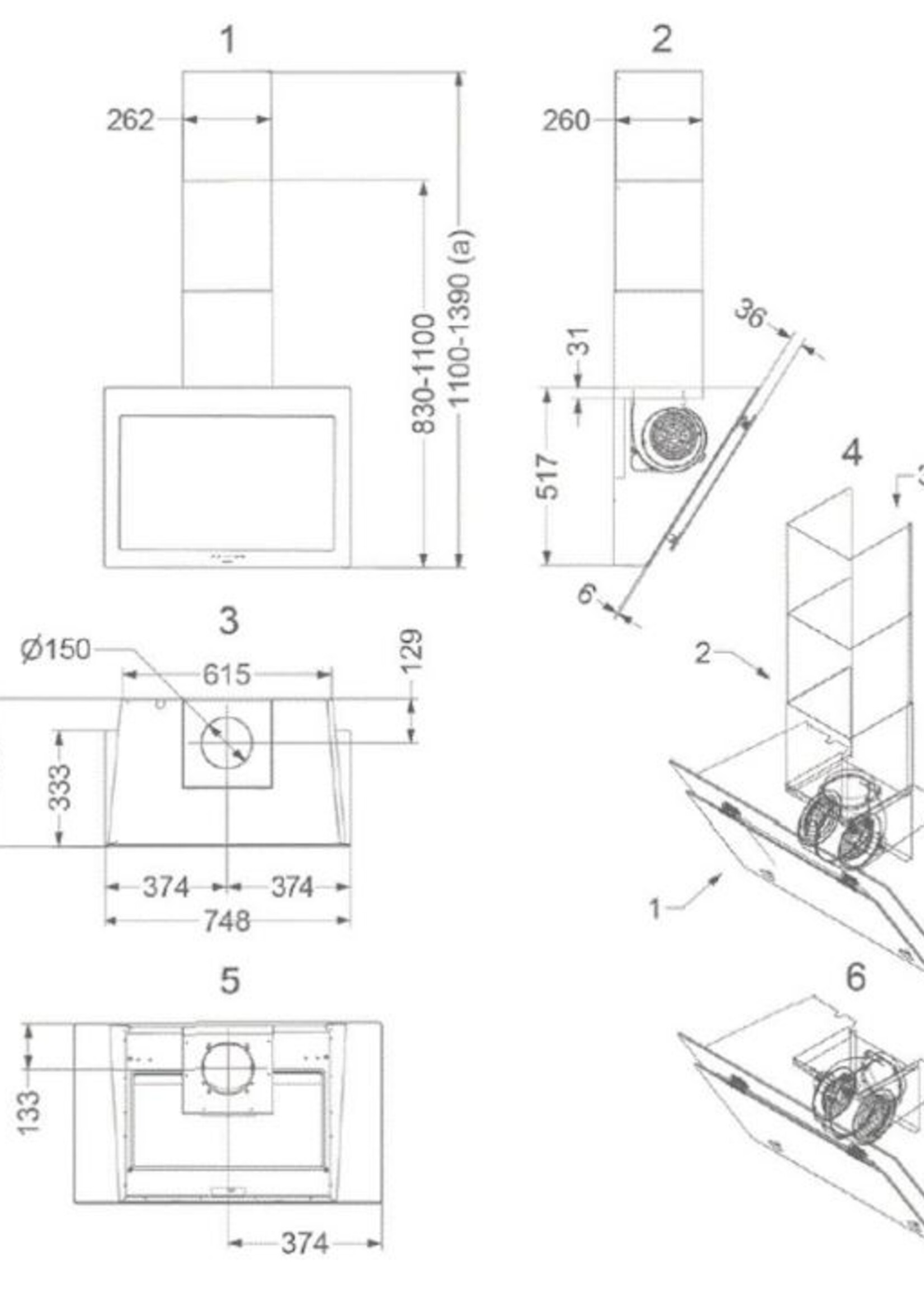 Novy 7851 afzuigkap wandschouw