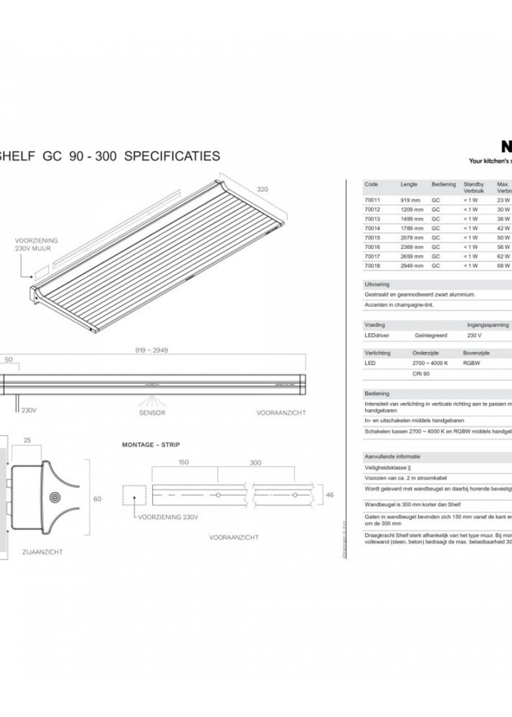 Novy 70017 Verlichting Shelf 270 cm