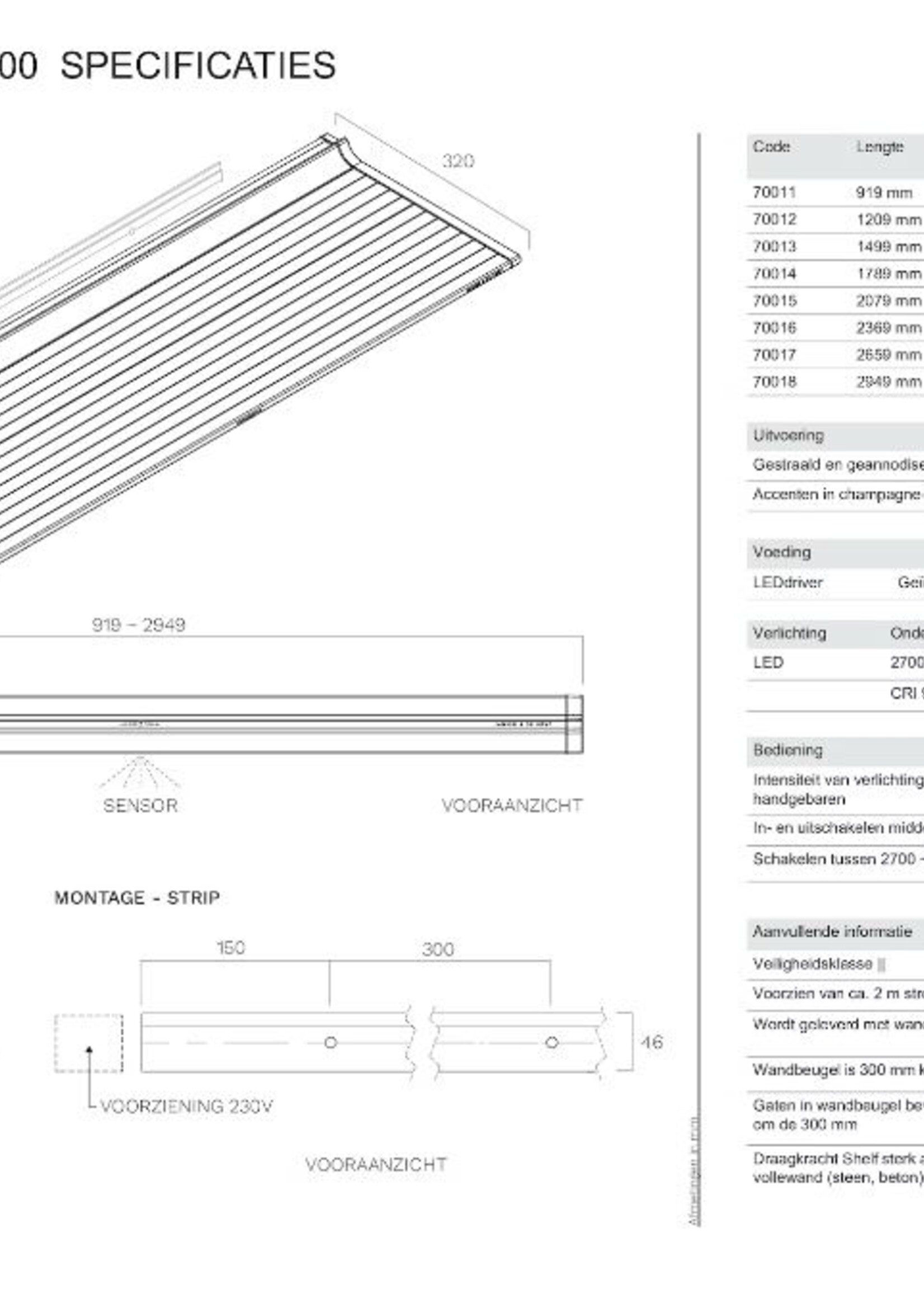 Novy 70016 Verlichting Shelf 240 cm