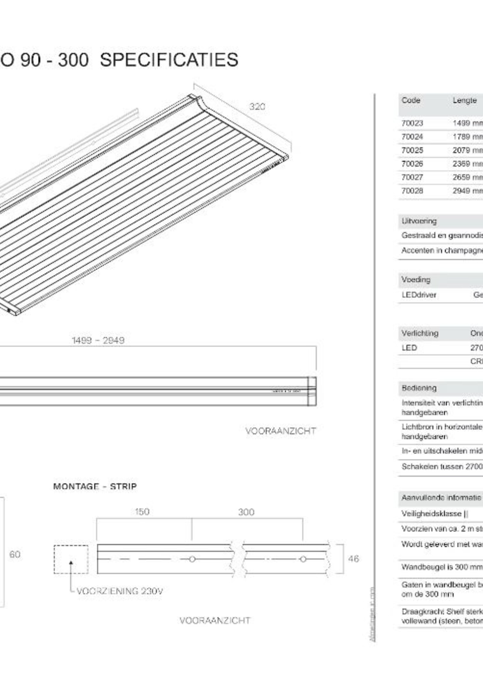 Novy 70014 Verlichting Shelf 180 cm