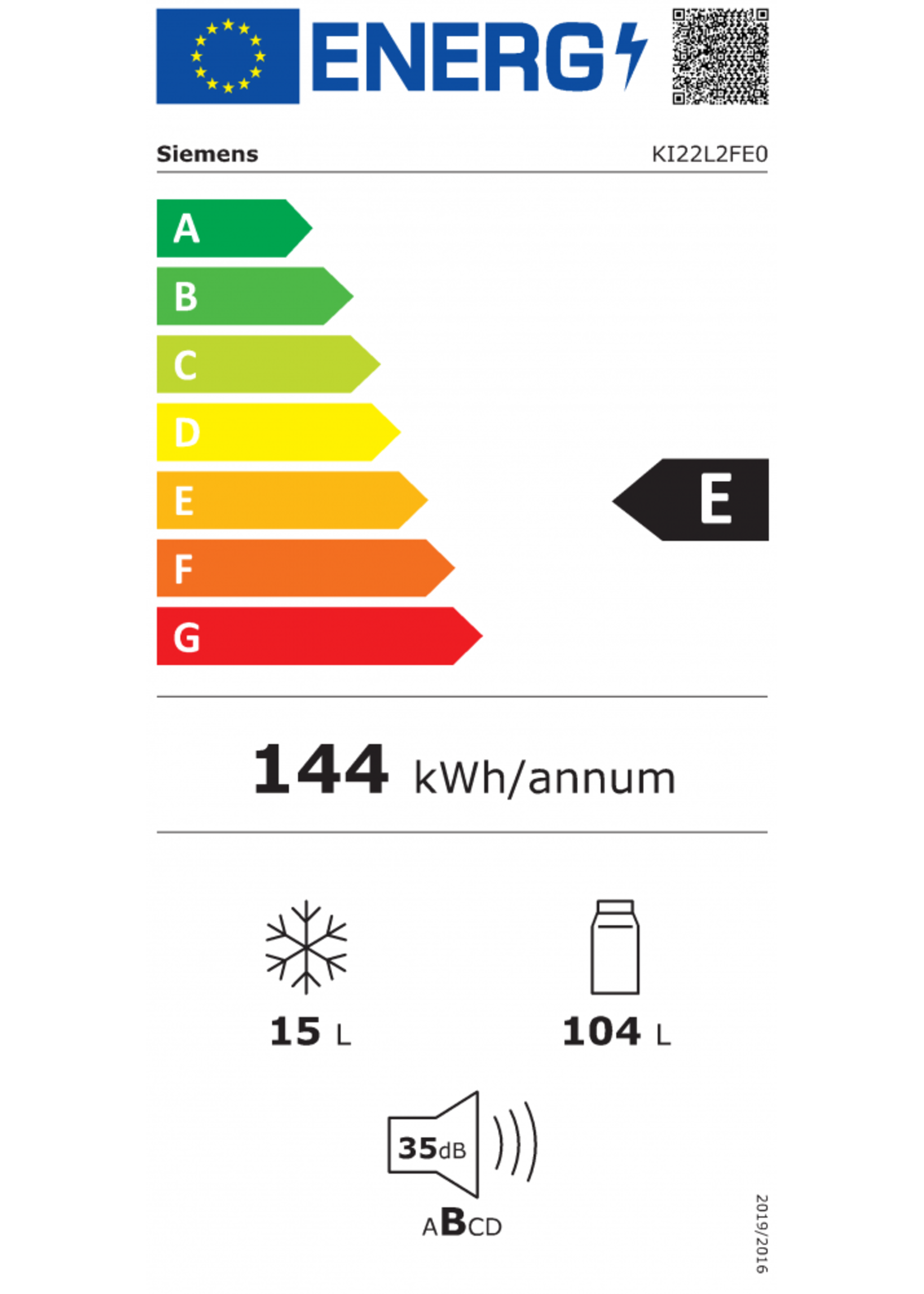 Siemens KI22L2FE0 Inbouw koelkast 88 cm