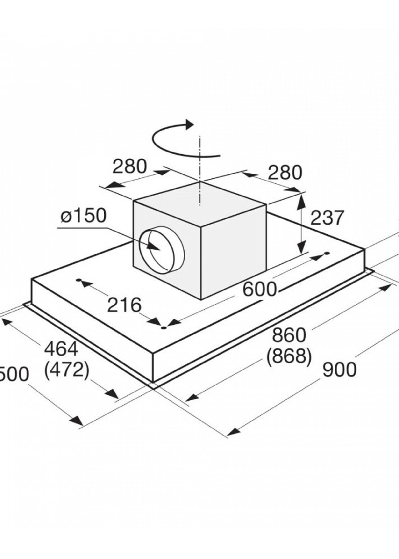 Etna  AIP790CRVS Afzuigkap plafondunit 90 cm