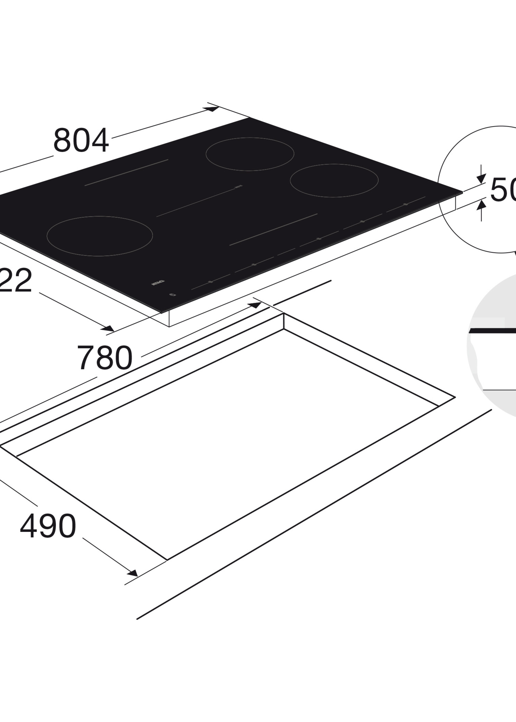 Atag HI28572SV Inductie kookplaat 80 cm