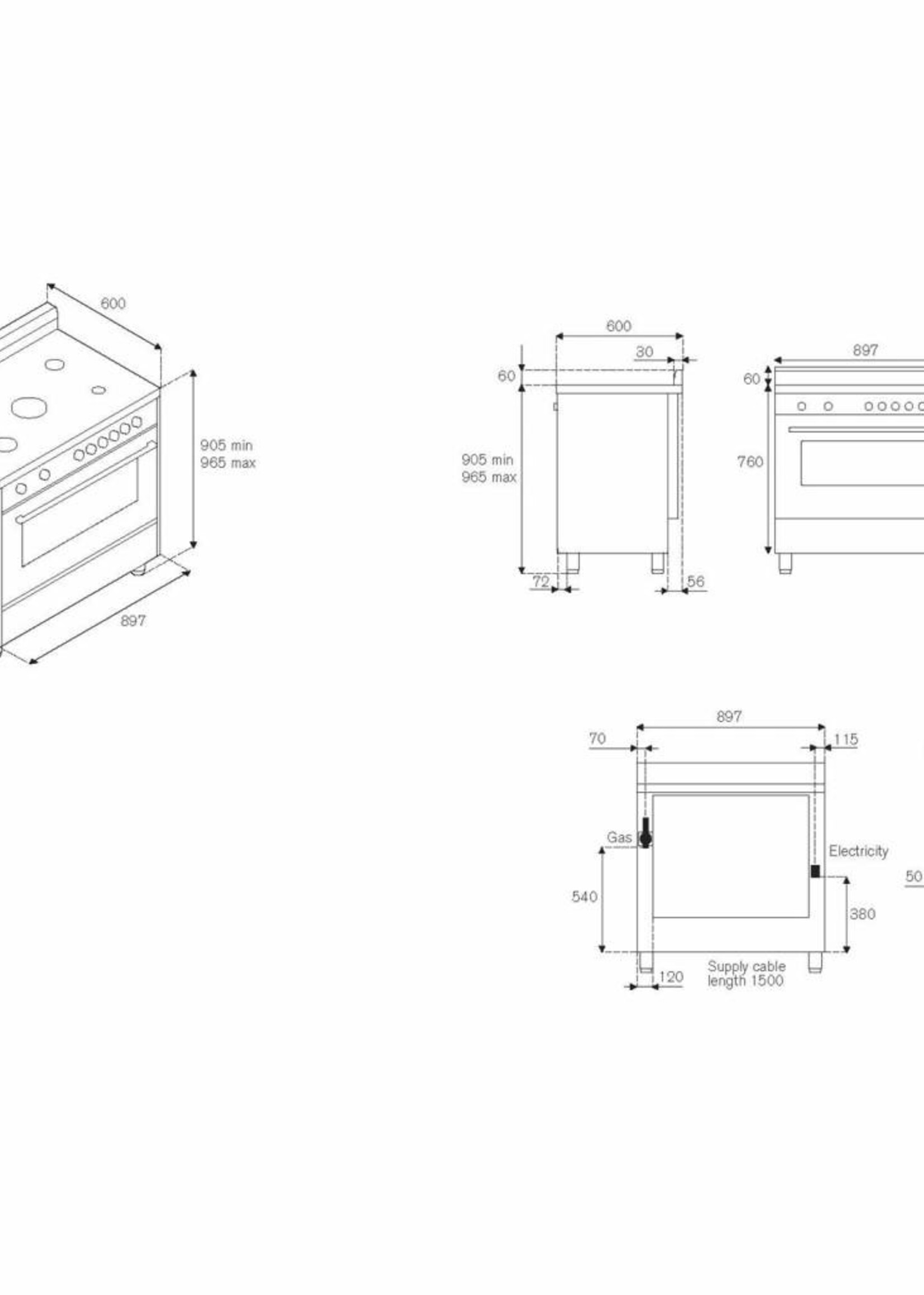 Bertazzoni AMS96D61BNE19 fornuis 90 cm