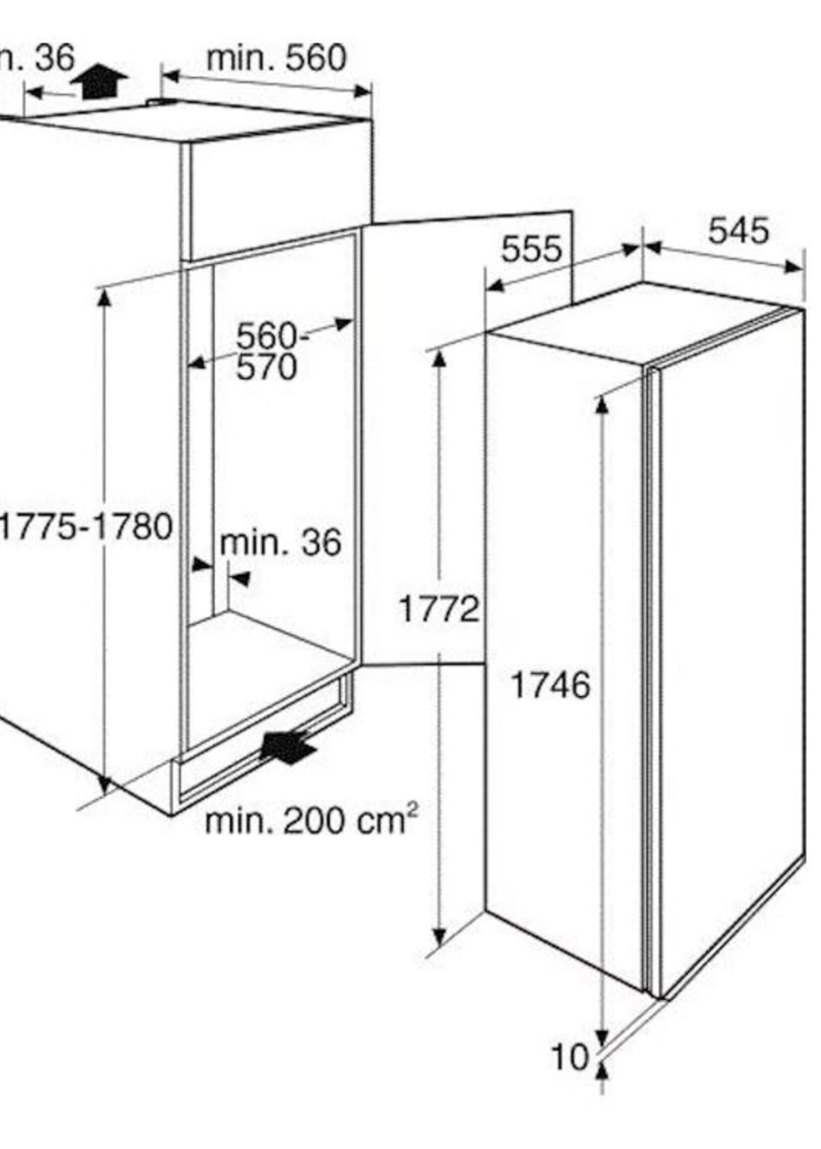 Atag KD26178A Inbouw Koelkast 178 cm