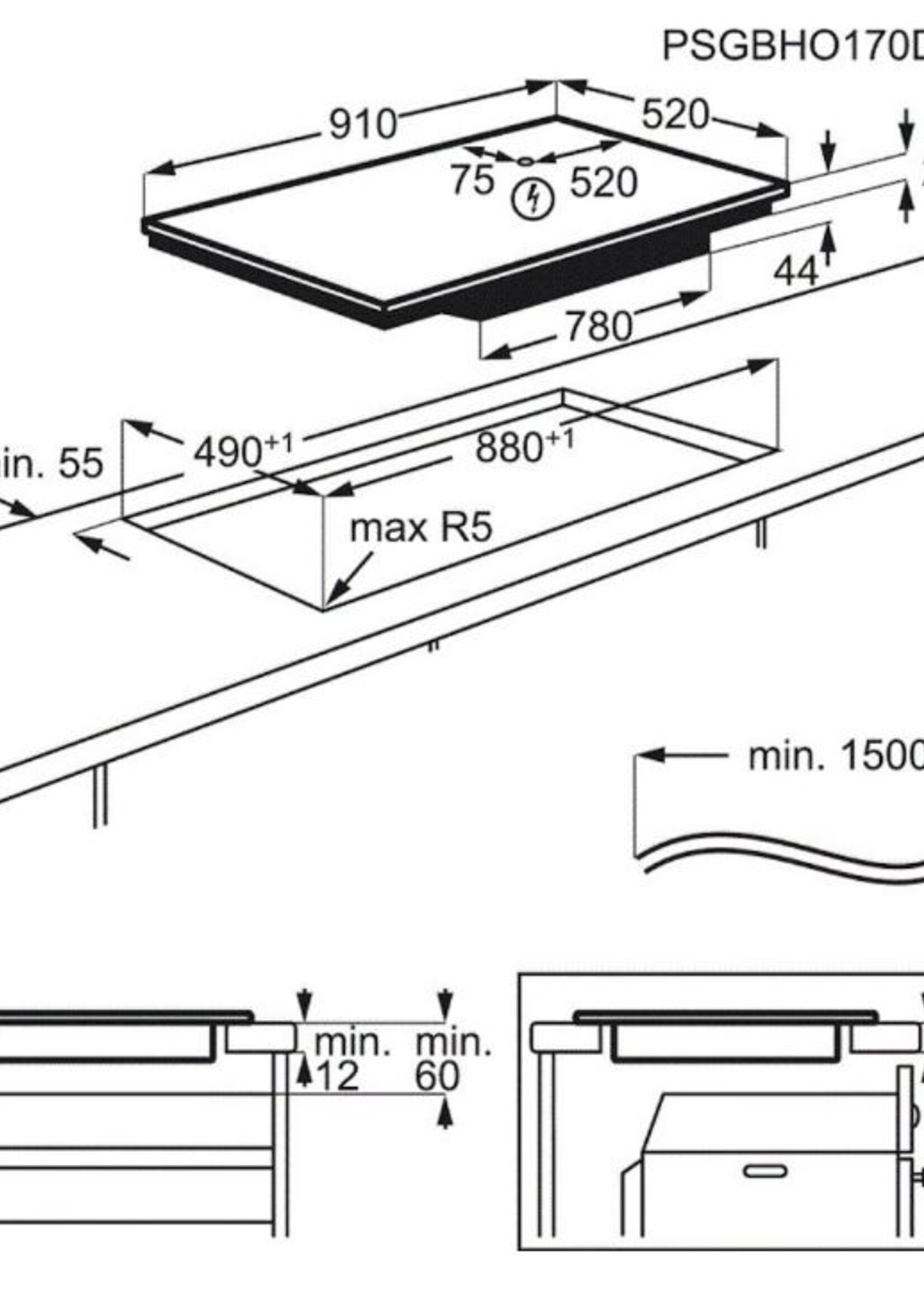 AEG IKE95474FB Inductie kookplaat 90 cm