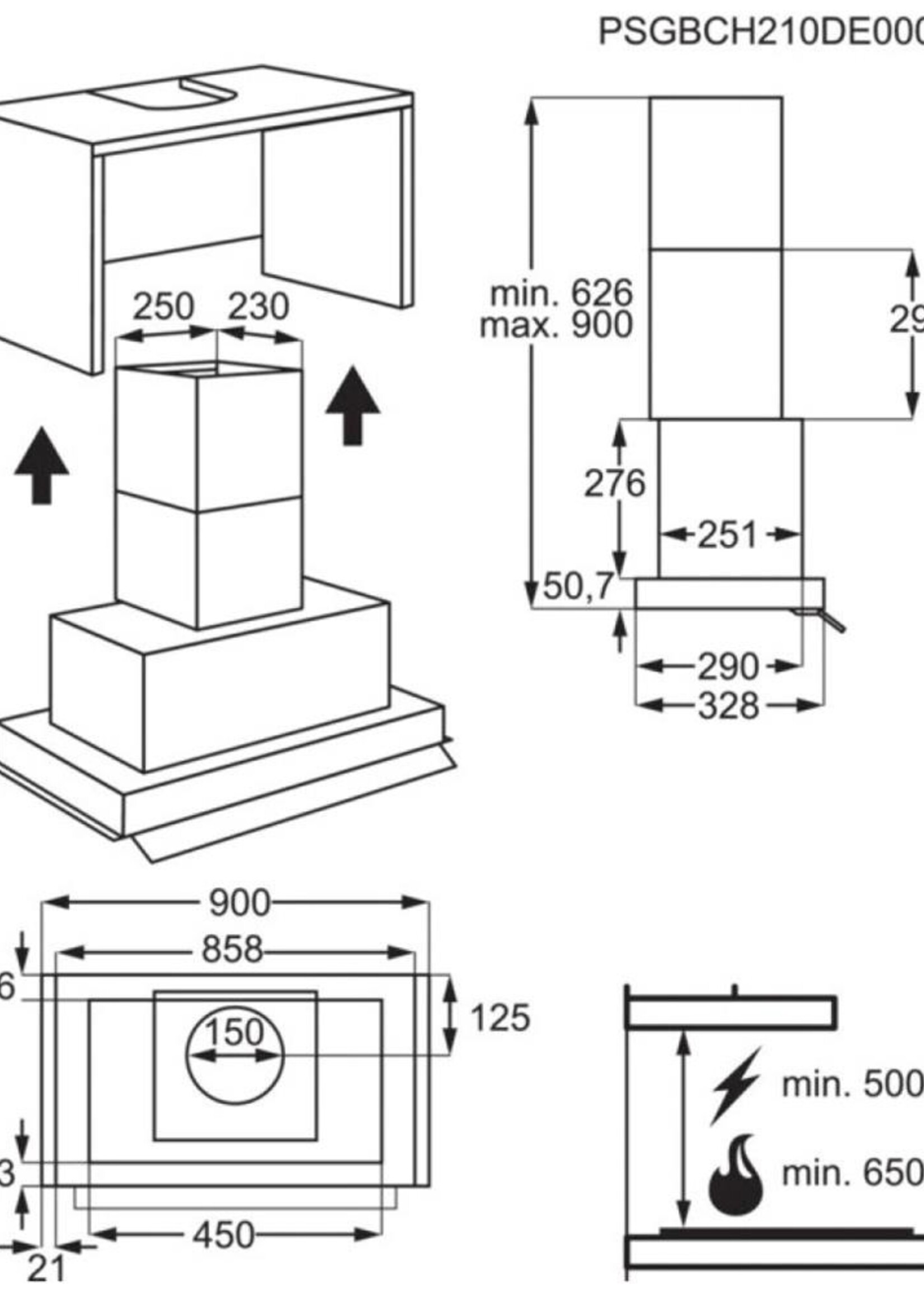 AEG DGK6981HM Inbouw unit Afzuigkap  90 cm