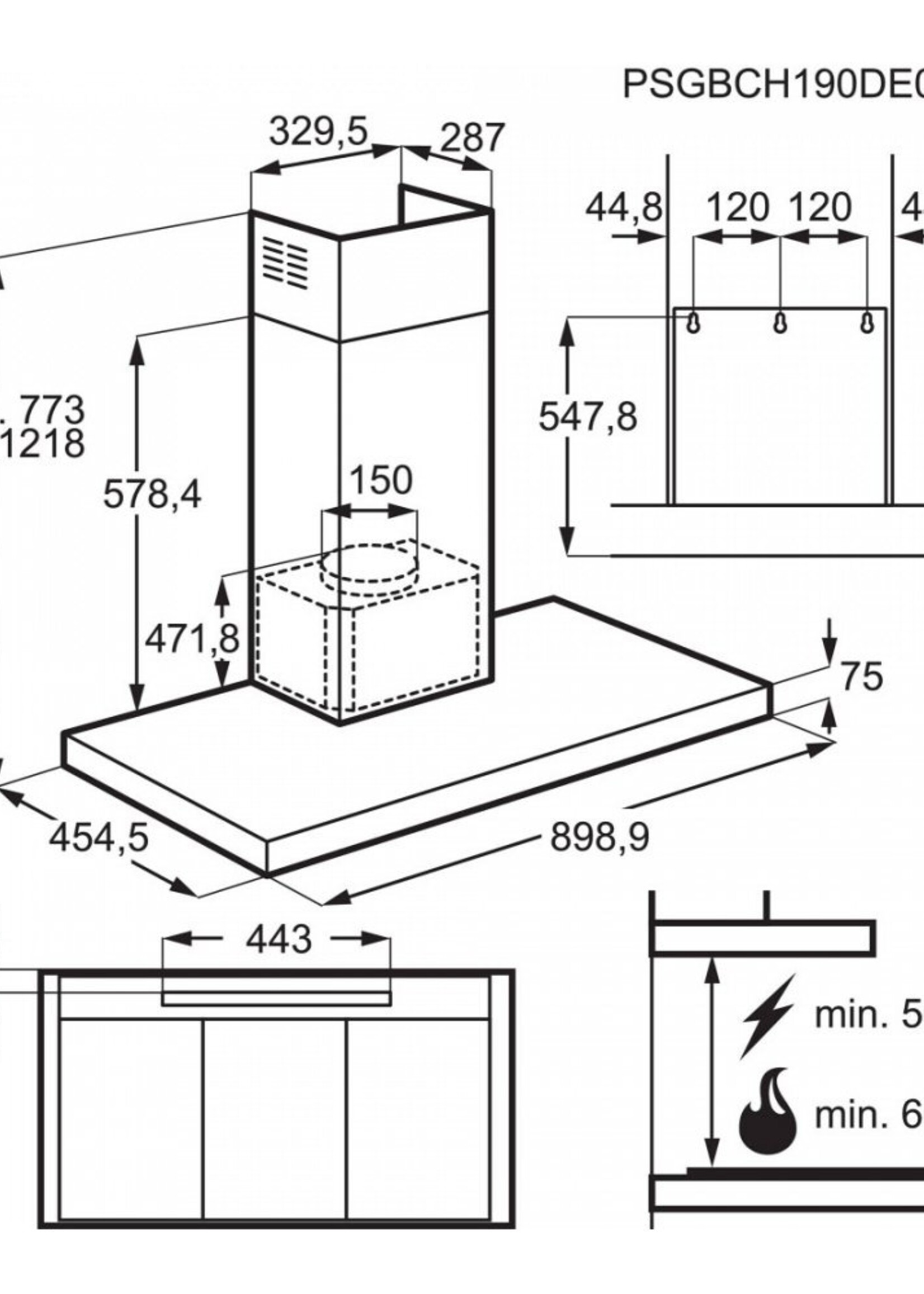 AEG DBK6980HG  Wandschouw afzuigkap 90 cm