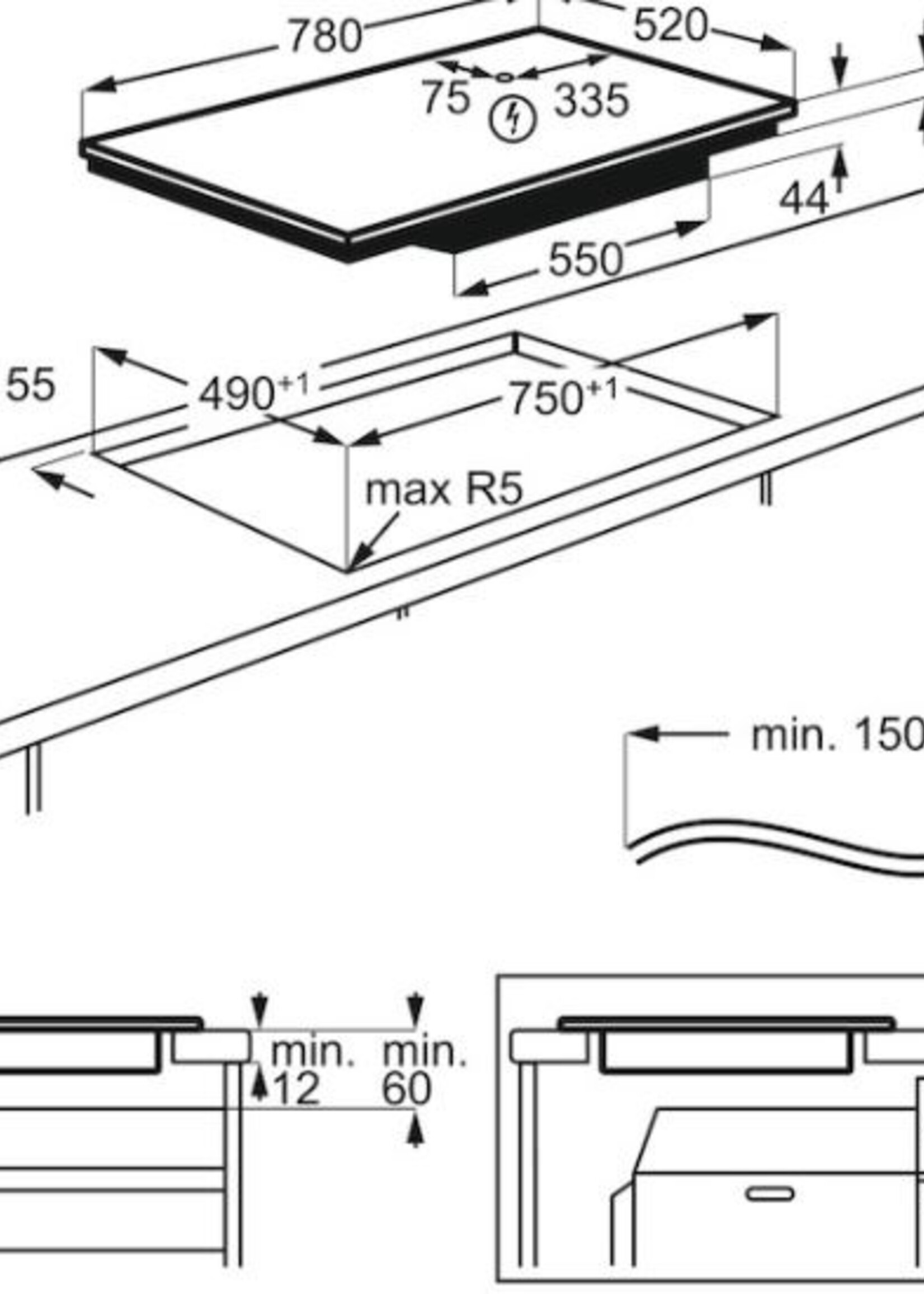AEG ILB84443CB Inductiekookplaat 78 cm
