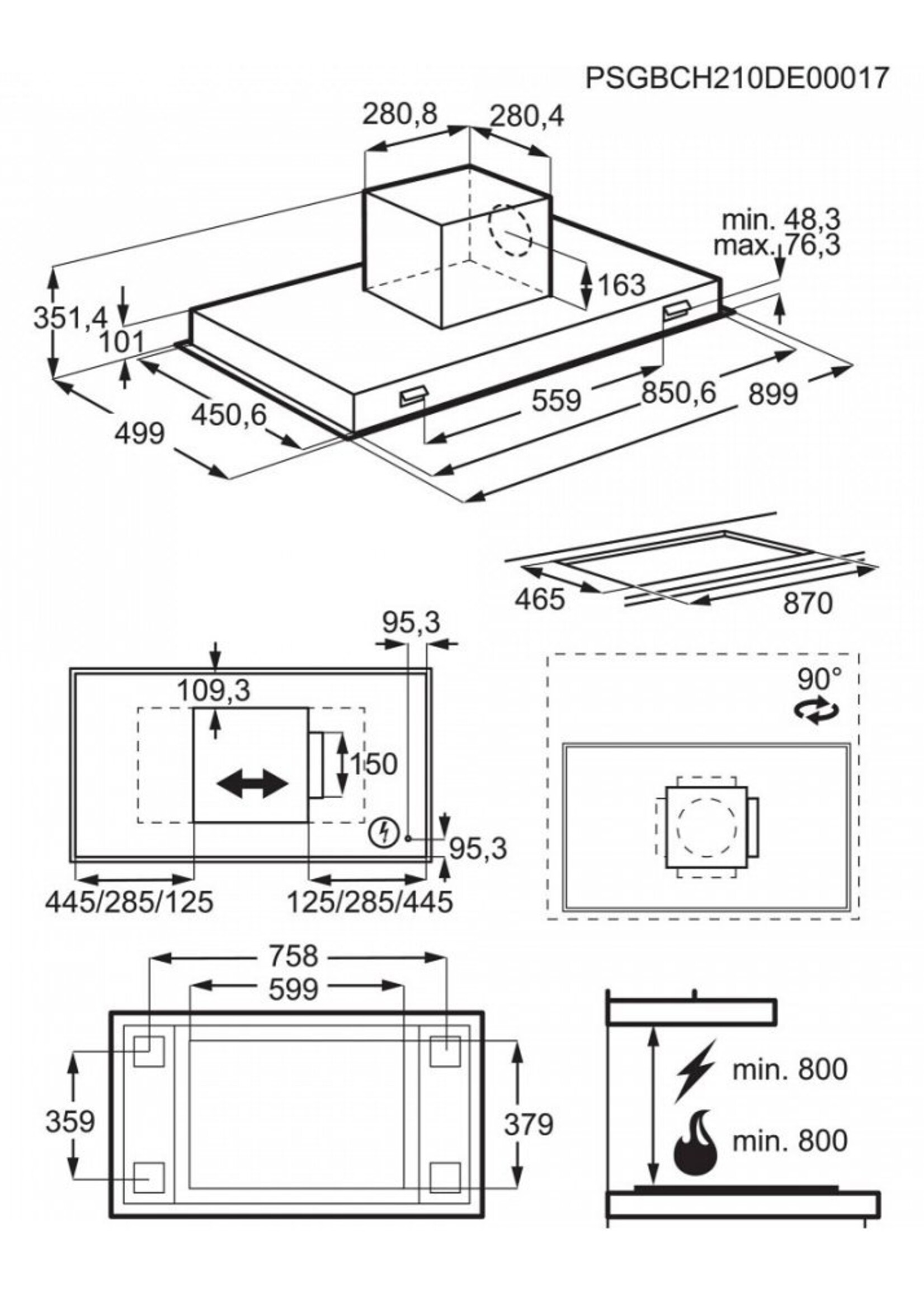 AEG DCK5970HM Plafondunit afzuigkap 90 cm