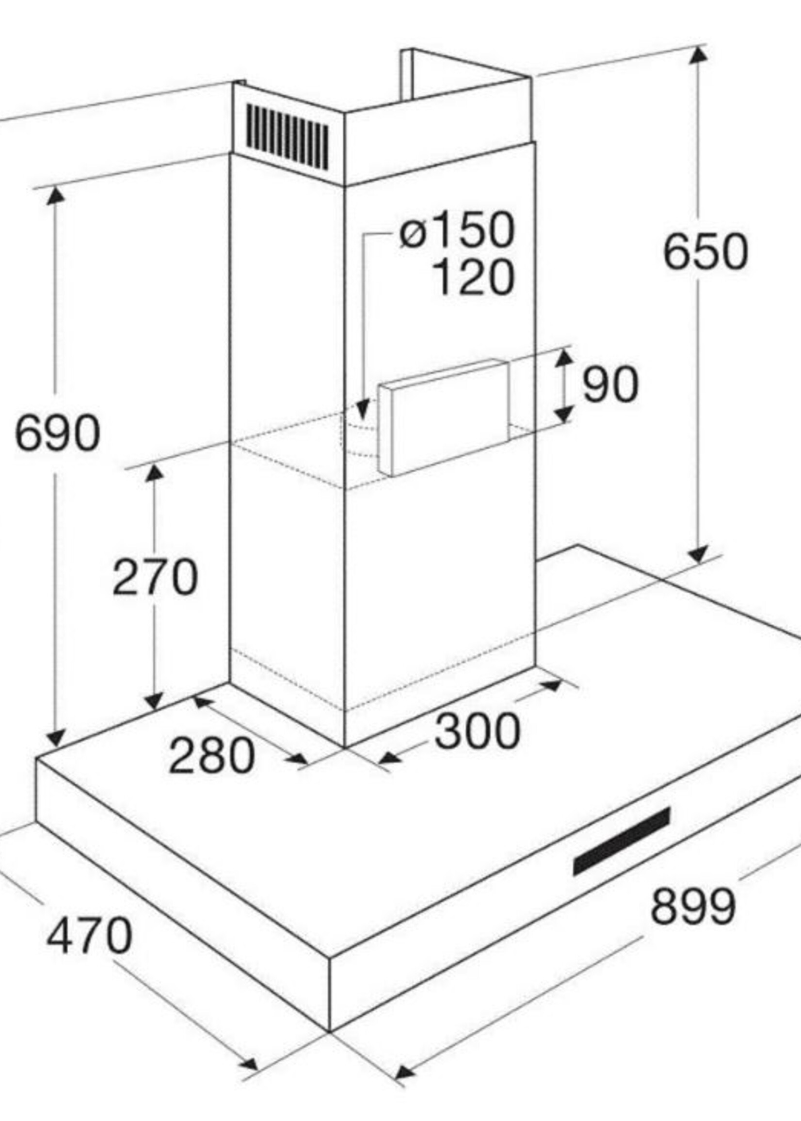 Atag WS90211MS Wandschouw Afzuigkap 90 cm