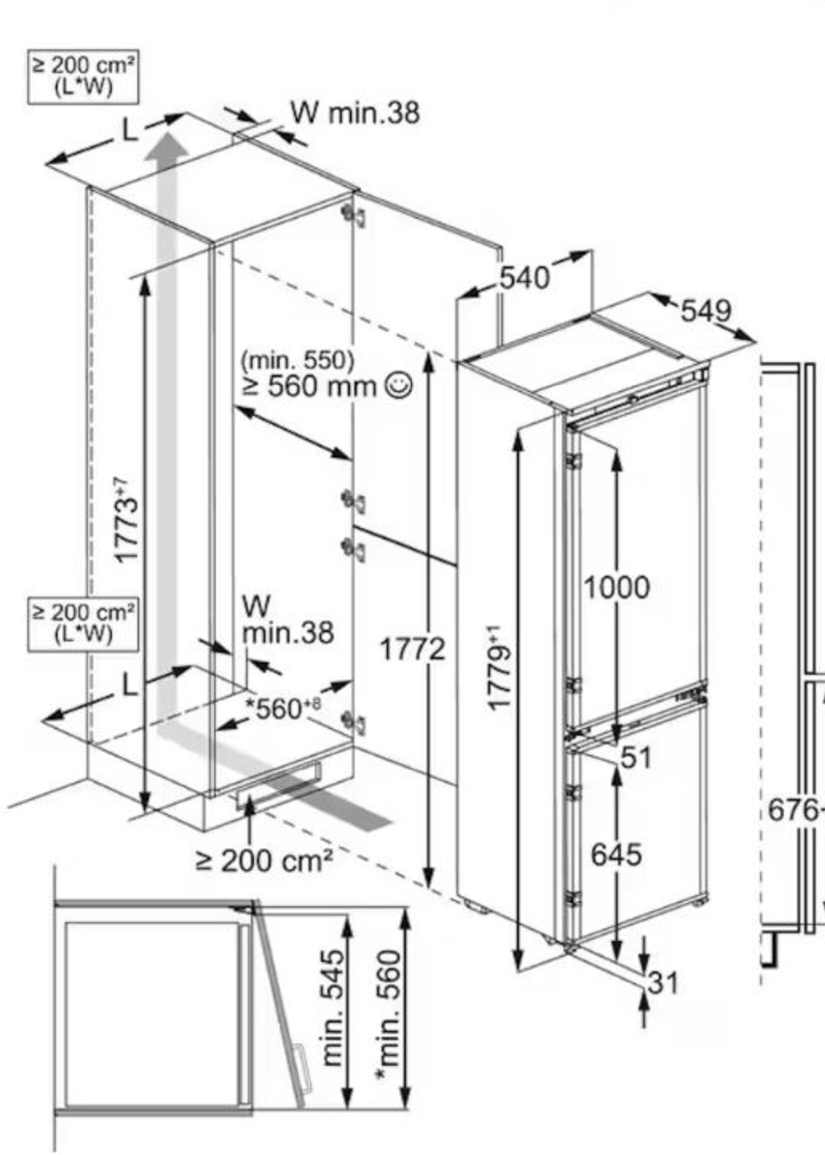 AEG NSC7G181DS Inbouw koel/vries combi 178 cm