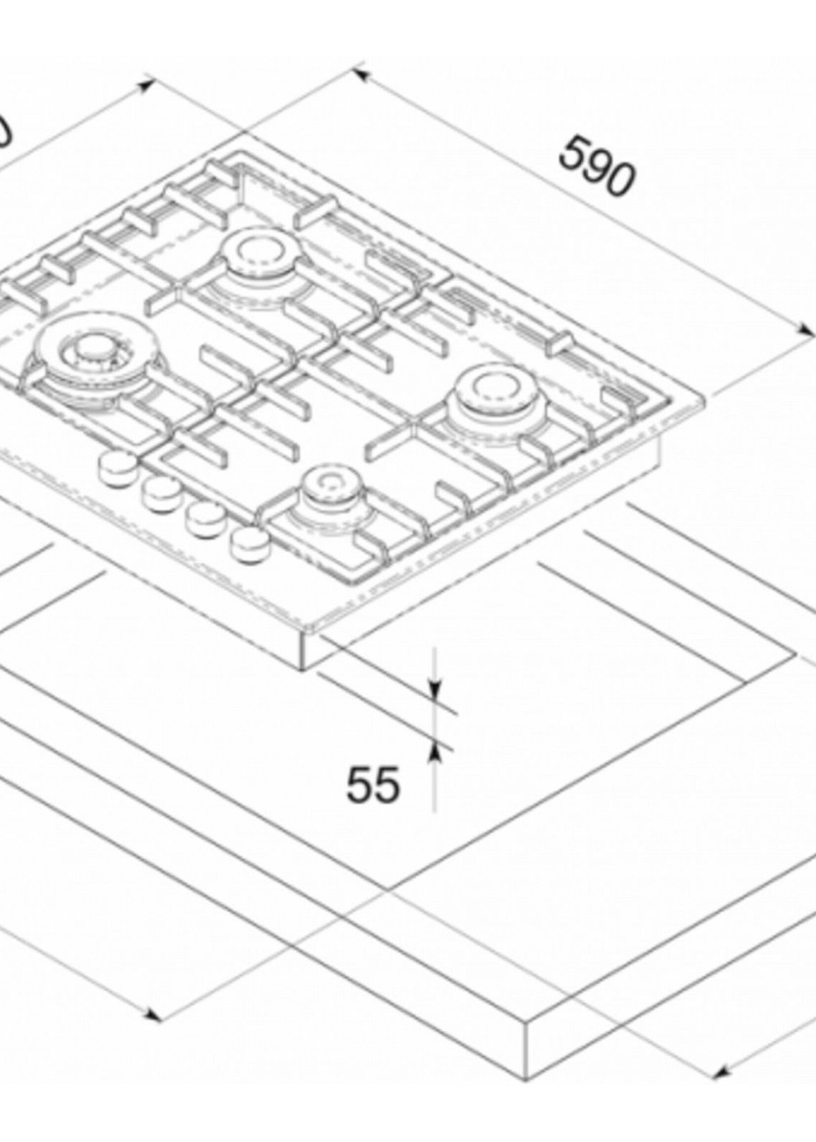Boretti BGW60IX Gaskookplaat 60 cm
