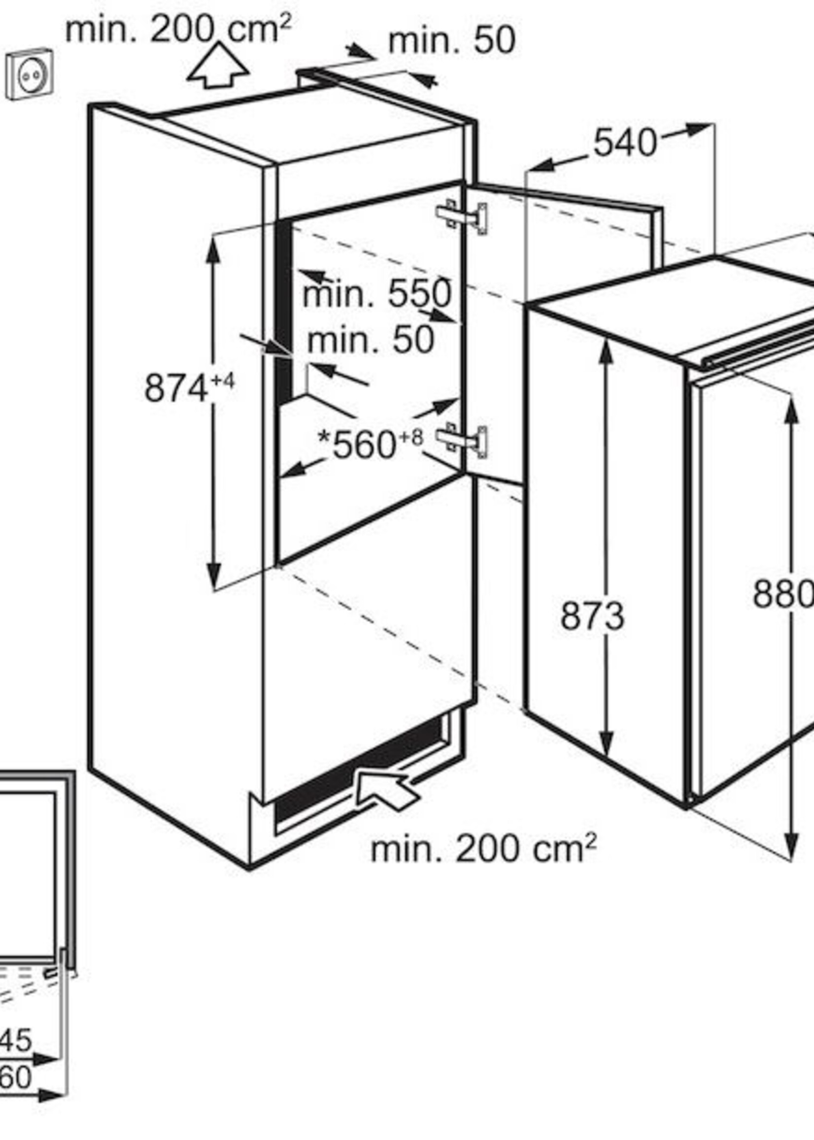 AEG SKE788EAAS Inbouw koelkast 88 cm