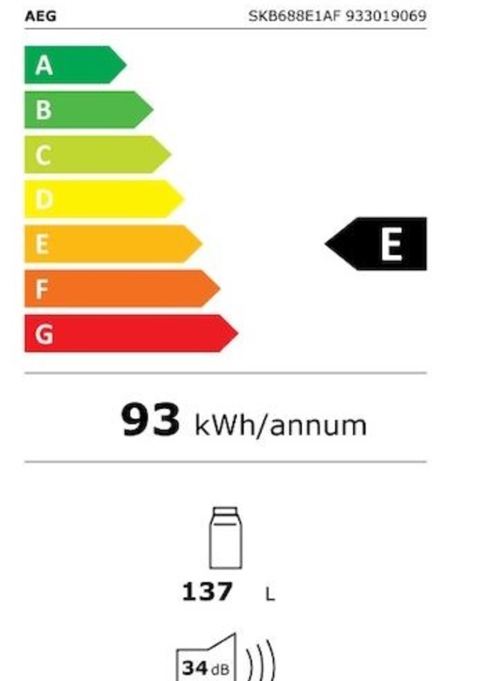 AEG SKB688E1AF  Inbouw koelkast 88 cm