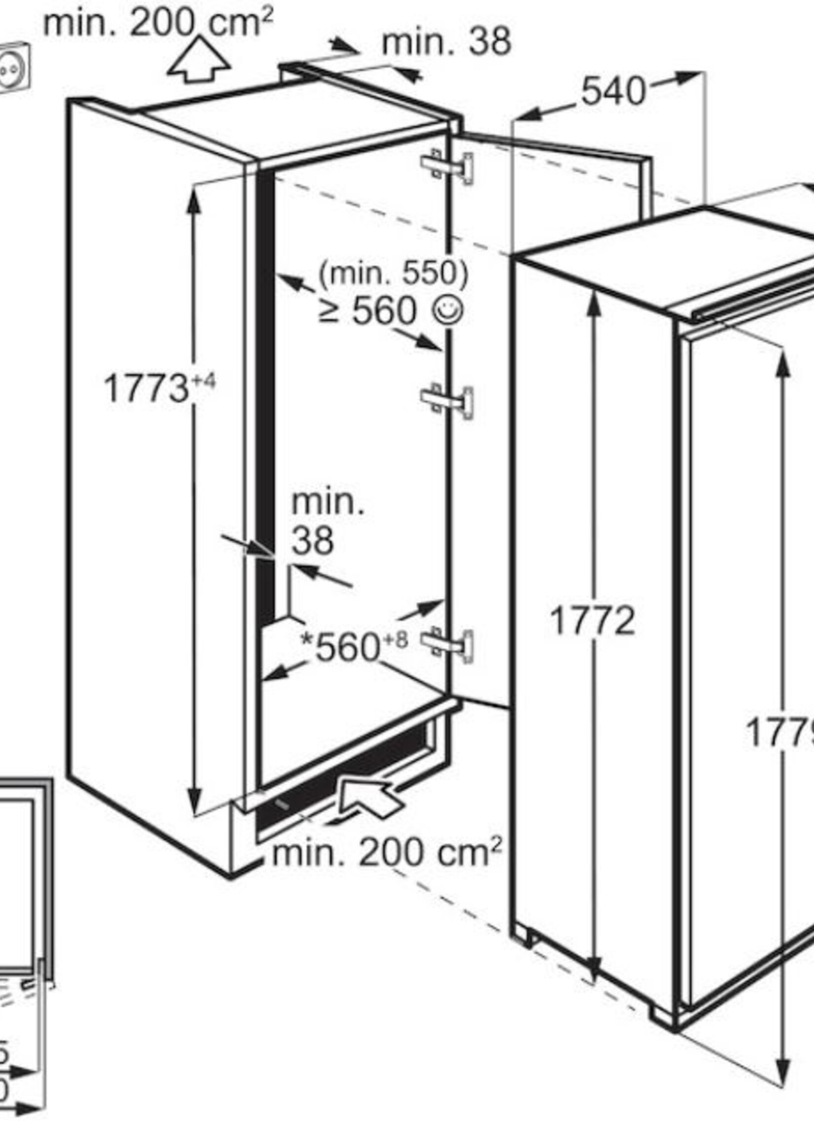 AEG SKB818D1DS Inbouw koelkast 178 cm