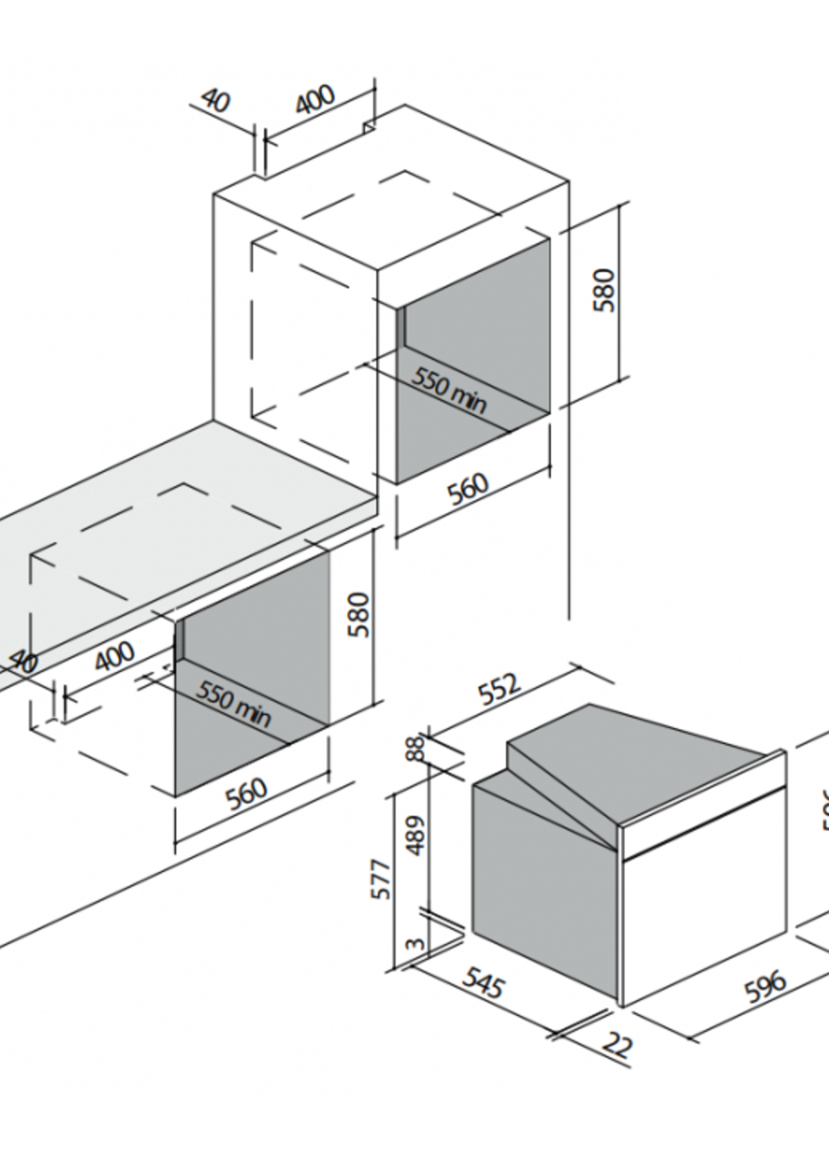 Boretti MLBX60ZW Solo oven 60 cm