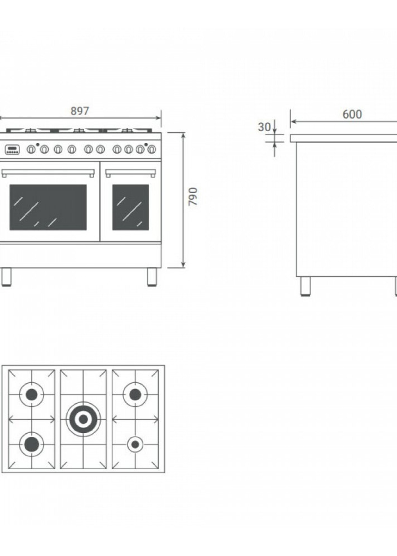 Boretti CFBG902IX3 Gas fornuis 90 cm