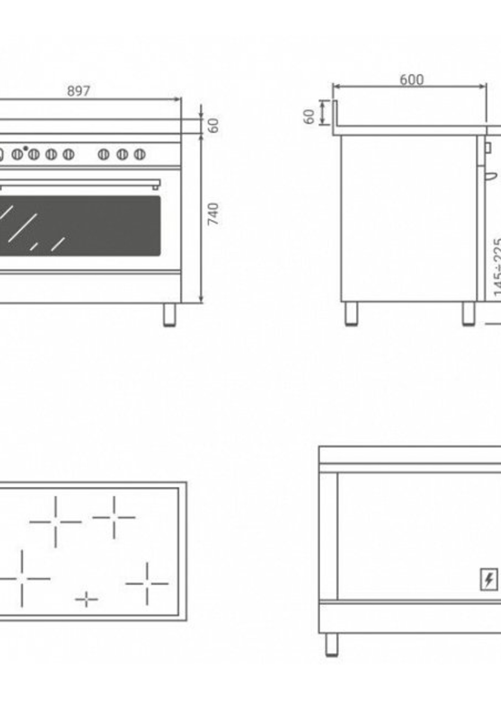 Boretti CFBI901ZW2 Inductie fornuis zwart 90 cm
