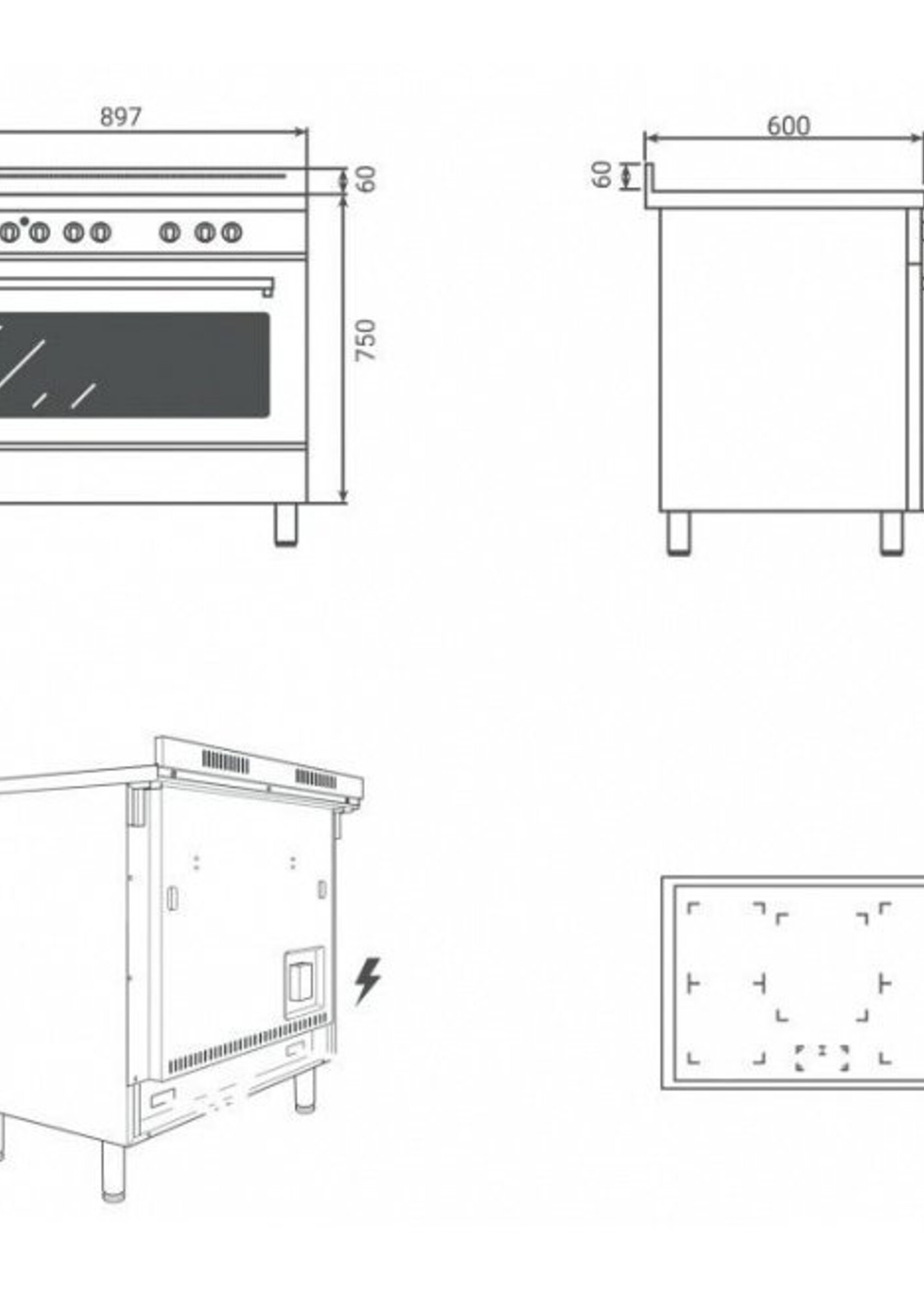 Boretti CFBI9015IX inductiefornuis 90 cm