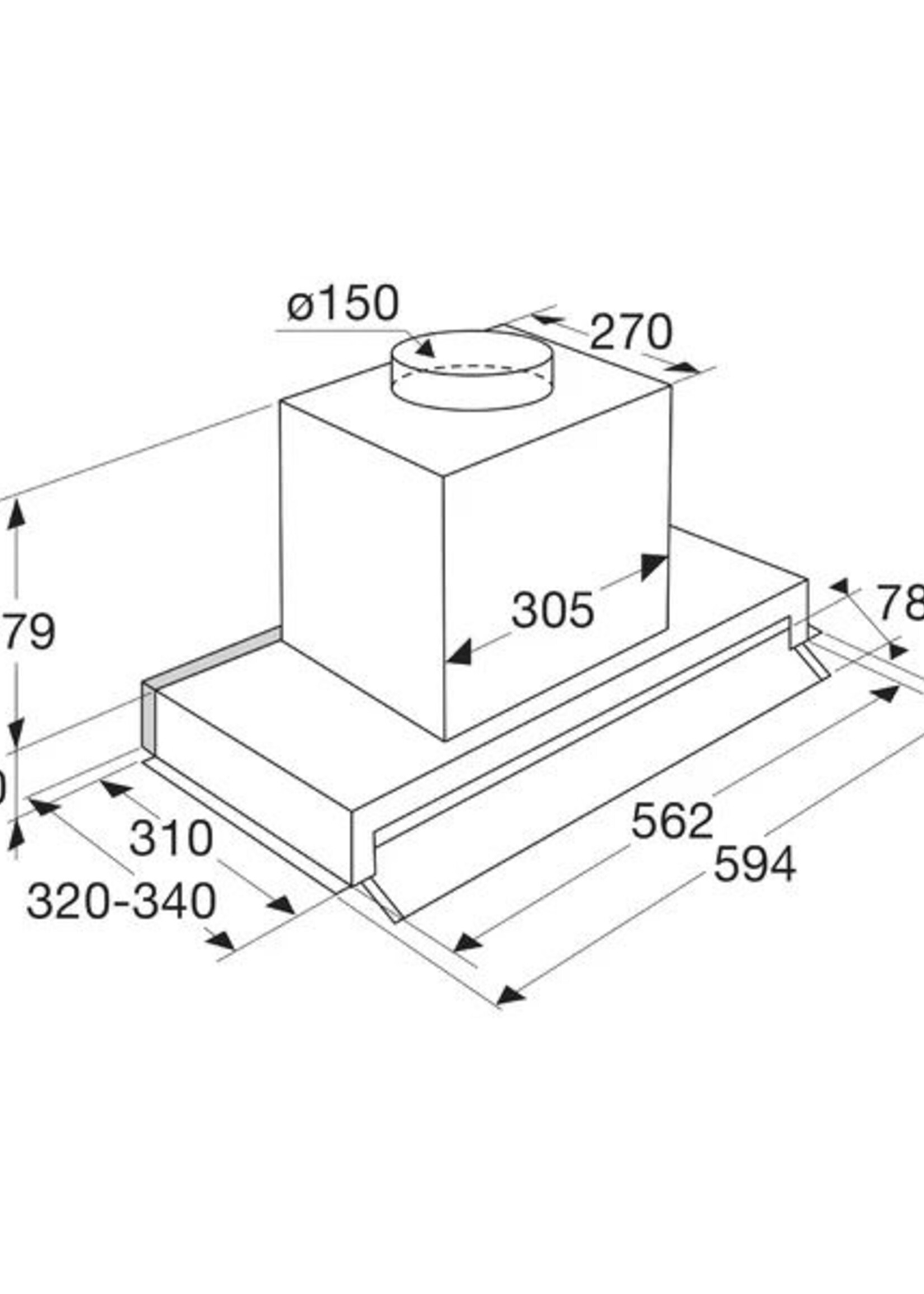 Pelgrim  IBS630MAT Inbouw afzuigkap 60 cm