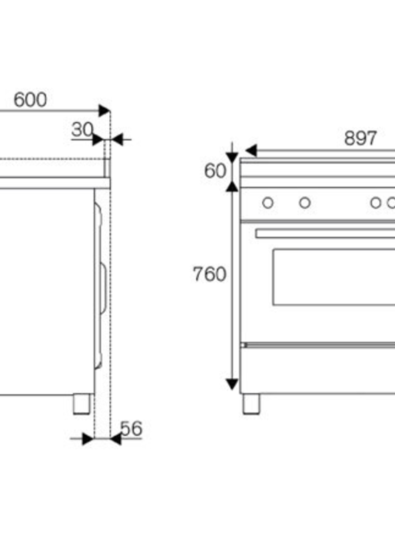 Bertazzoni MPL95I1EXP Inductie fornuis 5 zones RVS