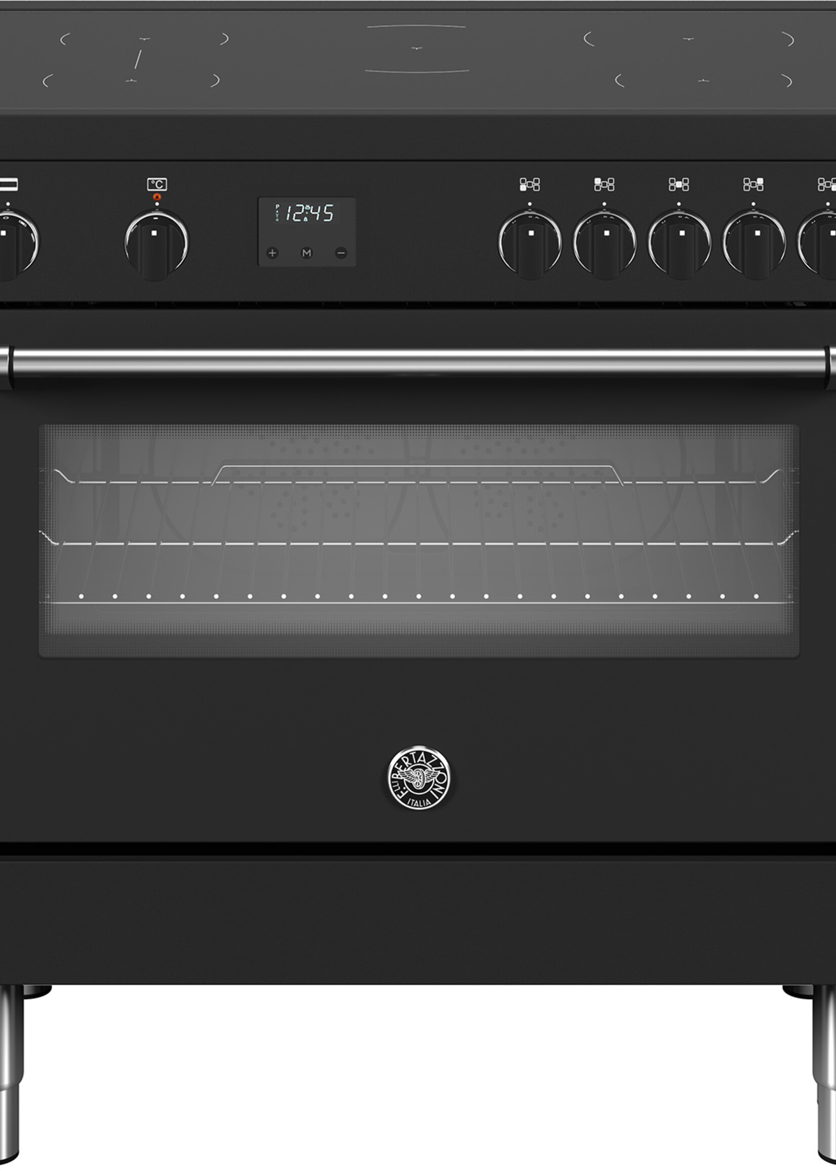Bertazzoni MPL95I1ENNC inductie fornuis met 5 zones, zwart